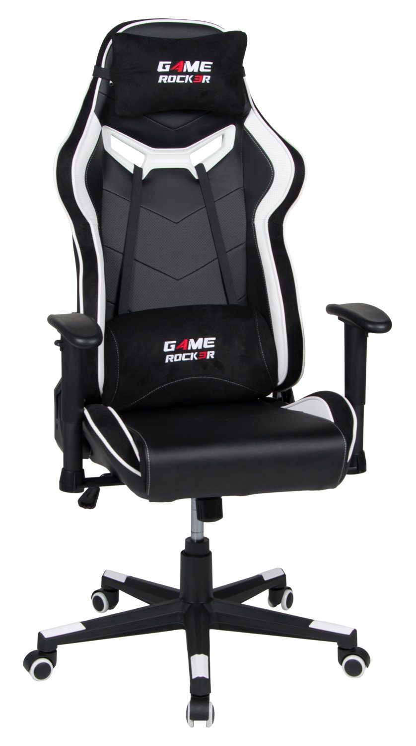 Melko Gaming Chair Gamingstuhl Bürostuhl mit Massagefunktion inkl.  Fußstütze Lendenkissen Nackenkissen in Blau, Grün, Rot, Grau & Weiß im  Racing Sportsitz Design Chefsessel Schreibtischstuhl Drehstuhl Schalensitz  PC Chair (Stück