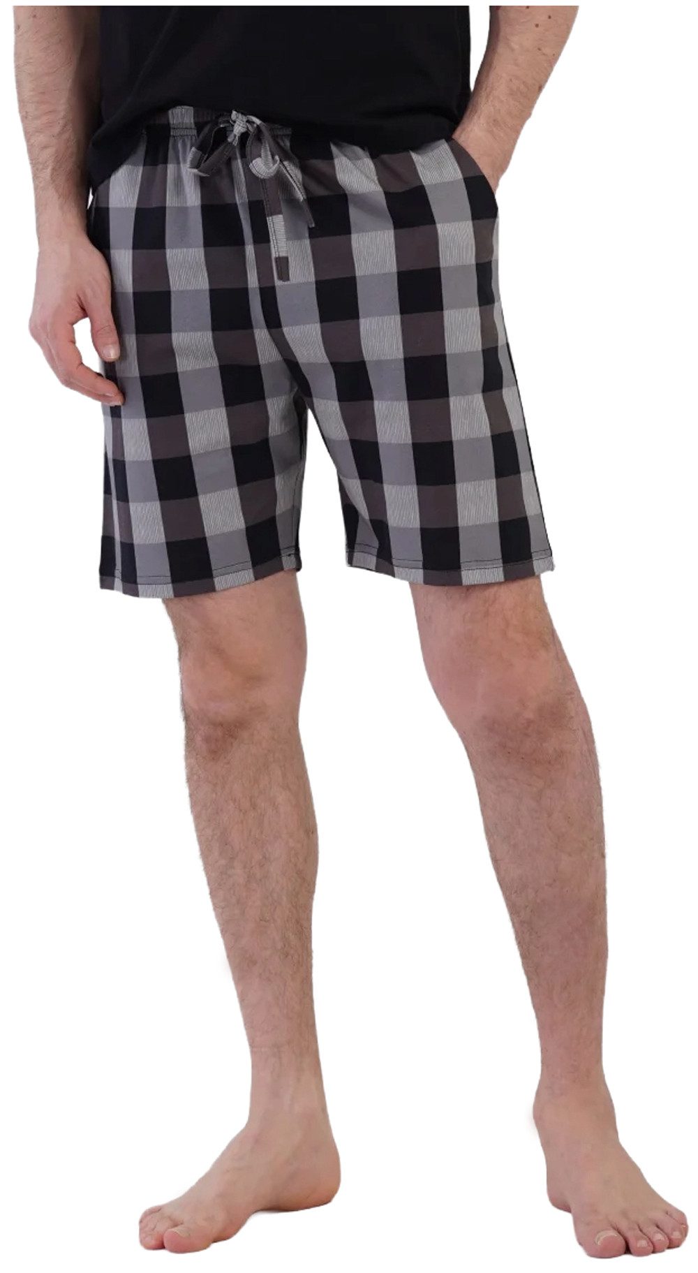 Vienetta Pyjamashorts Man (1-tlg., 1-teilig) Herren Schlafhose kurz Shorts Relaxhose Homewearhose Baumwolle