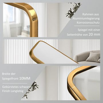 Boromal Spiegel Gold 80x60 50x70 40x60 Wandspiegel Rechteckig mit Alu Metall Rahmen (Flurspiegel modern, 5mm HD Spiegel, mit explosionsgeschützte membran), 2Installationsmethoden