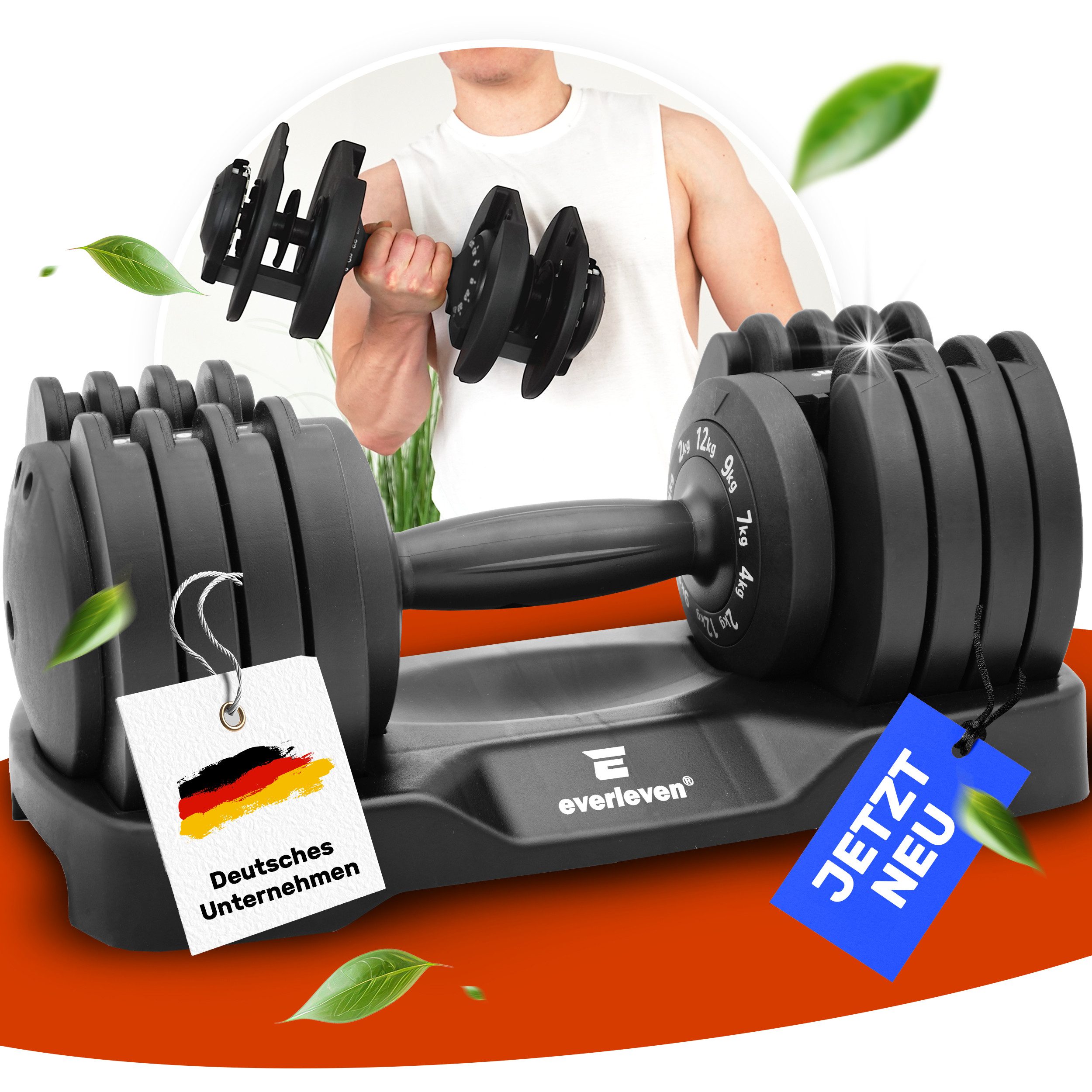 EVERLEVEN Hantel-Set Verstellbare Kurzhanteln - 15 Gewichtseinstellungen - Hantelset