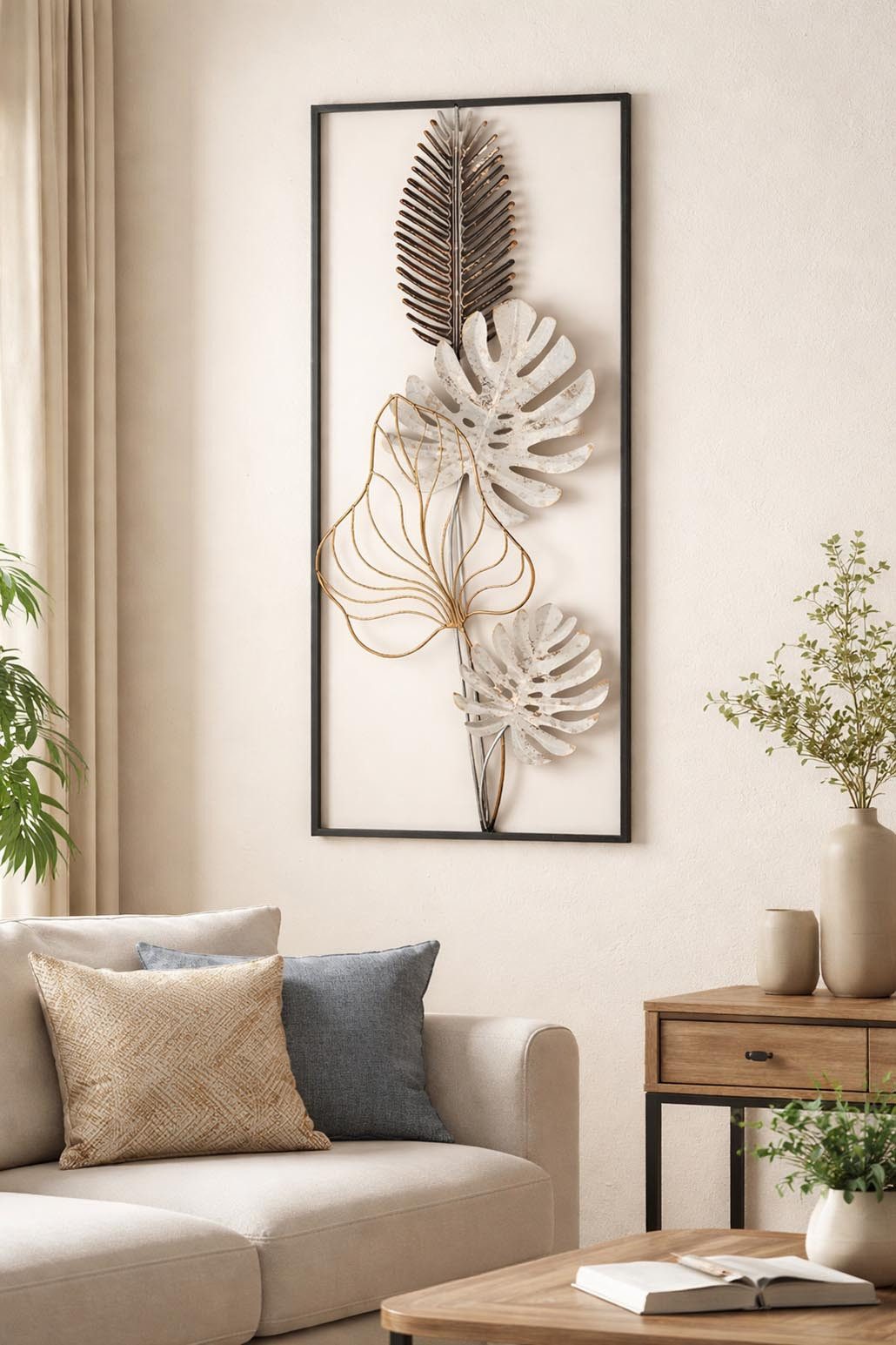 Kobolo Wandbild Metallbild Wanddekoration MONSTERA - schwarz gold, Pflanzen günstig online kaufen
