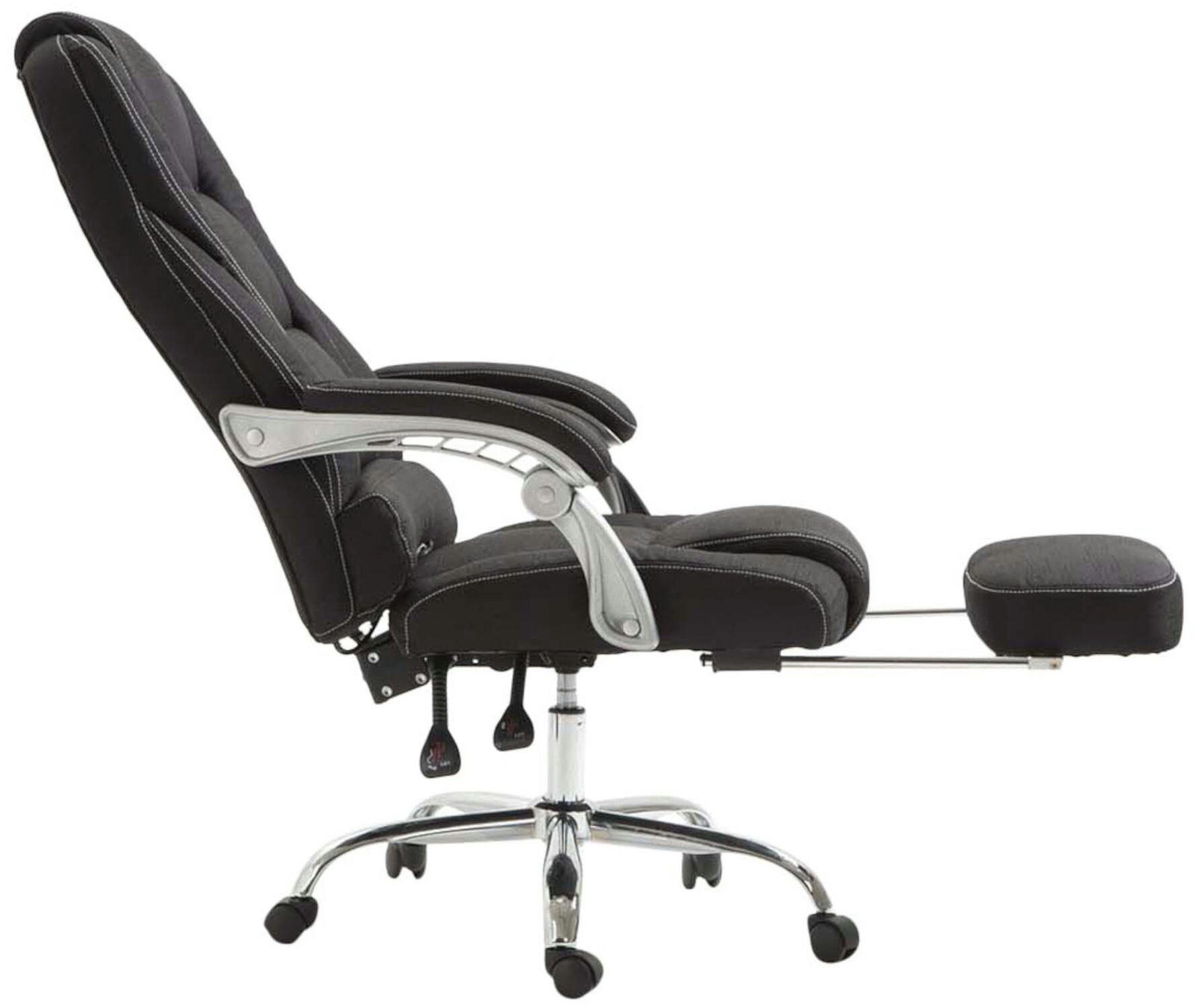 bequemer - Sitz: Metall Gestell: Bürostuhl Bürostuhl XXL), (Schreibtischstuhl, Drehstuhl, drehbar Stoff Rückenlehne TPFLiving Pacira chrom Chefsessel, und höhenverstellbar schwarz - 360° mit