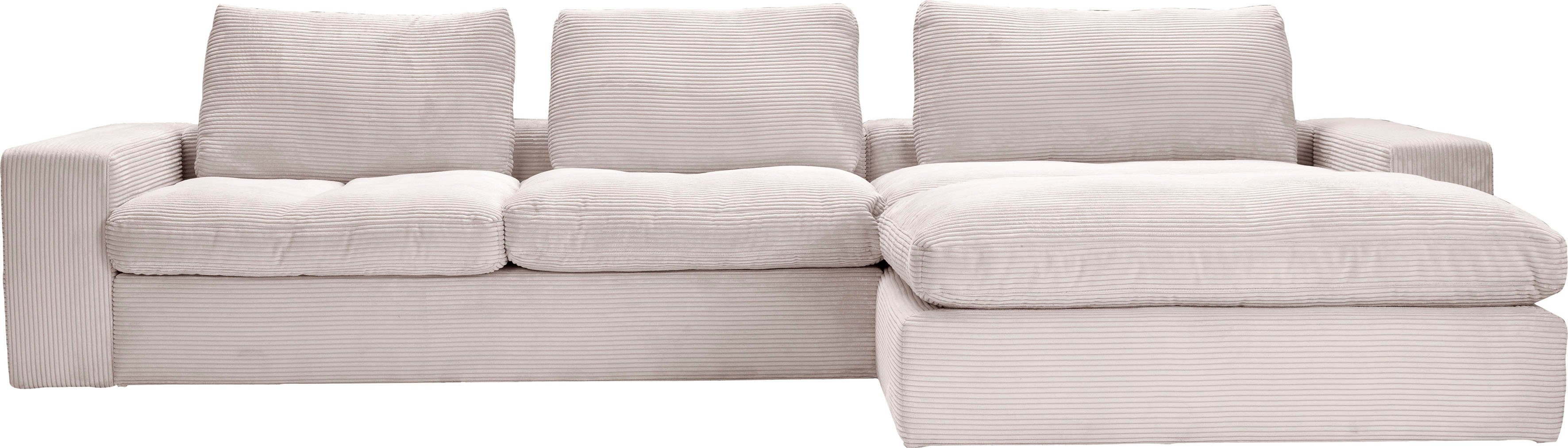 alina Ecksofa Sandy, mit losen Sitz und Rückenkissen, in modernem  Cordstoff, Maße (B/T/H): 326/180/59-84