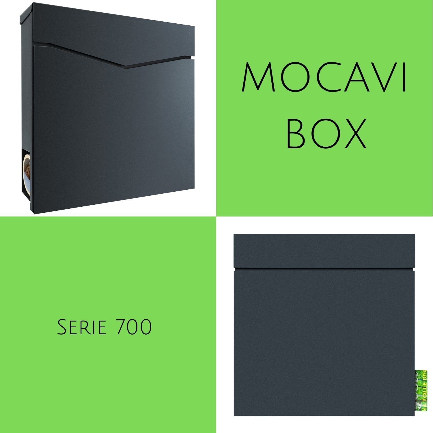 713 MOCAVI Box Briefkasten Zeitungsfach mit integriert Briefkasten anthrazit, MOCAVI