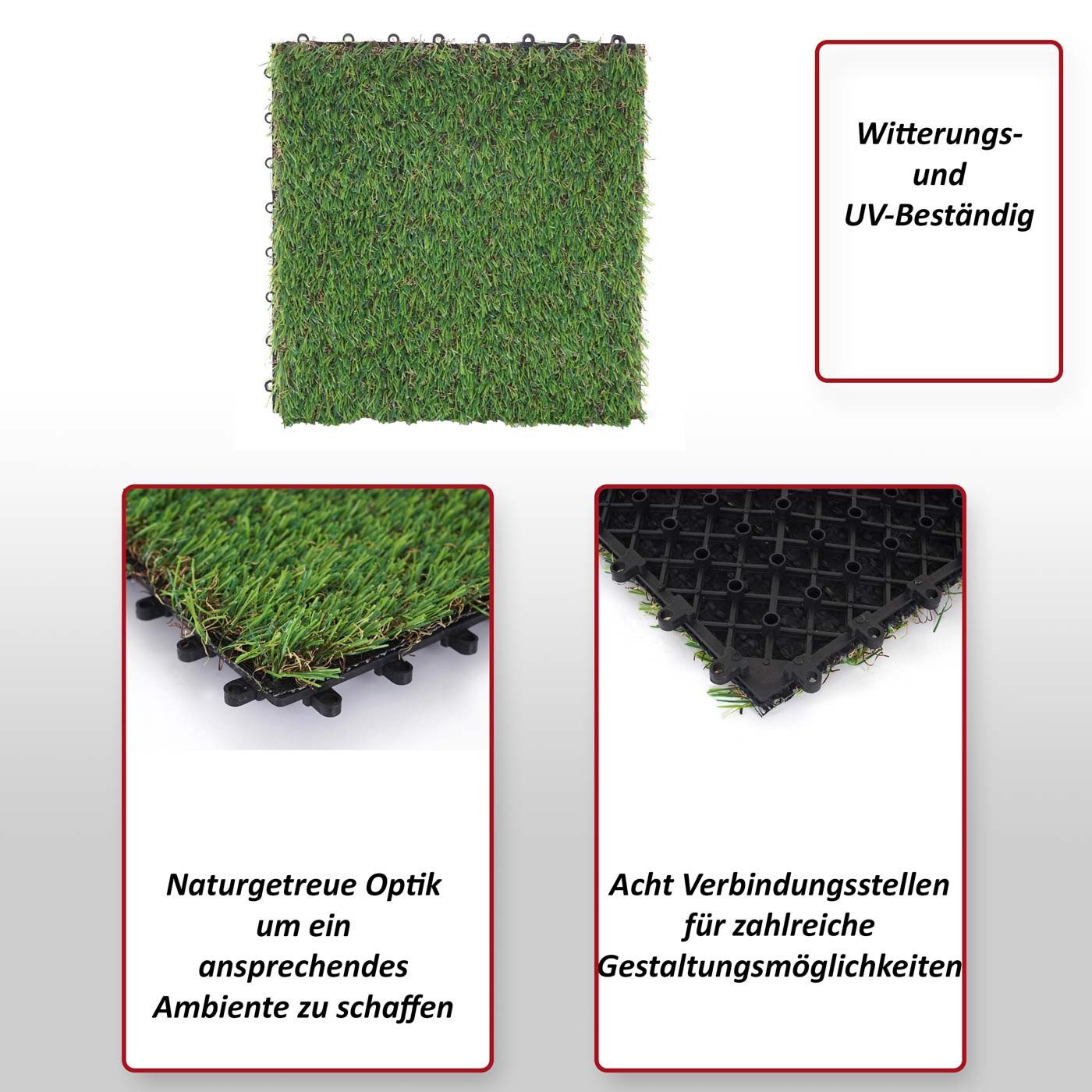 MCW Kunstrasen MCW-E13, Quadratisch, Höhe: 3 mm, BSCI-Sozialstandards geprüft