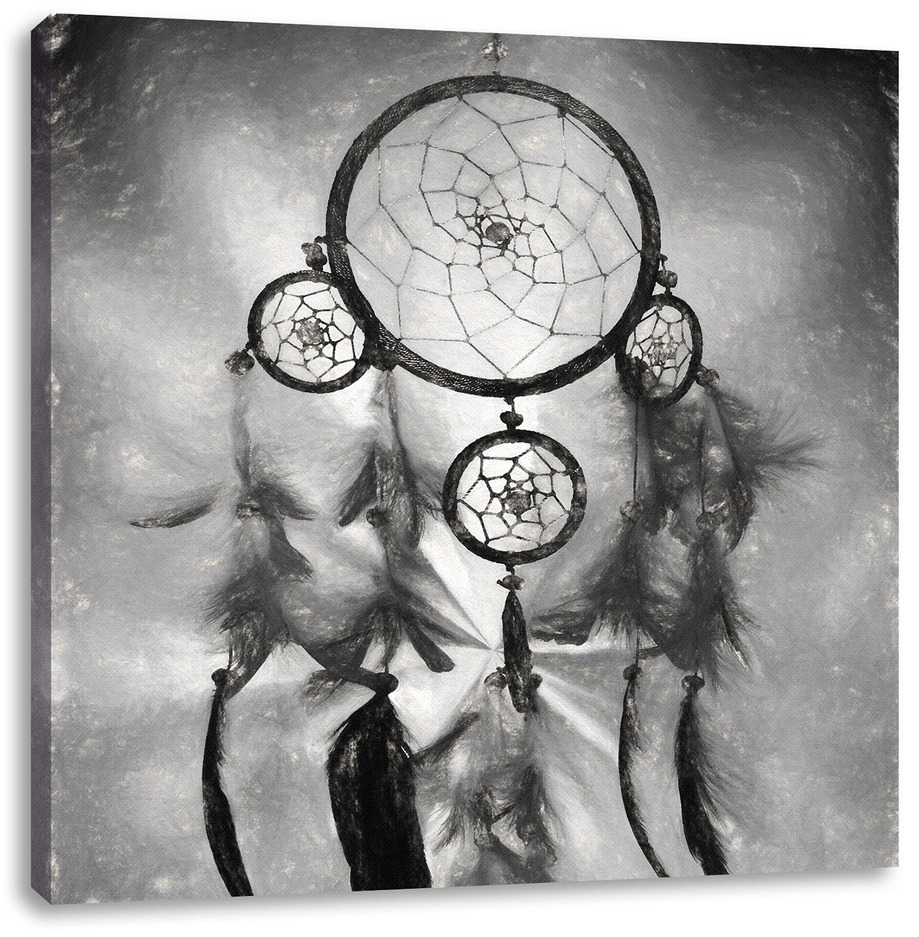 Leinwandbild Indianischer Leinwandbild Zackenaufhänger Indianischer Kunst fertig Kunst, Traumfänger (1 inkl. St), bespannt, Pixxprint Traumfänger