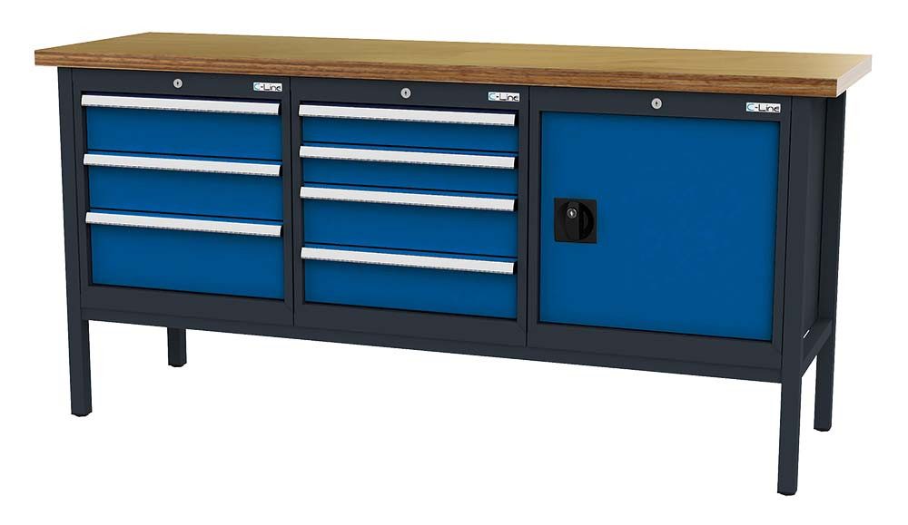 Simplaflex Werkbank Simplaflex Kastenwerkbank mit 7 Schubladen + 1 Türe