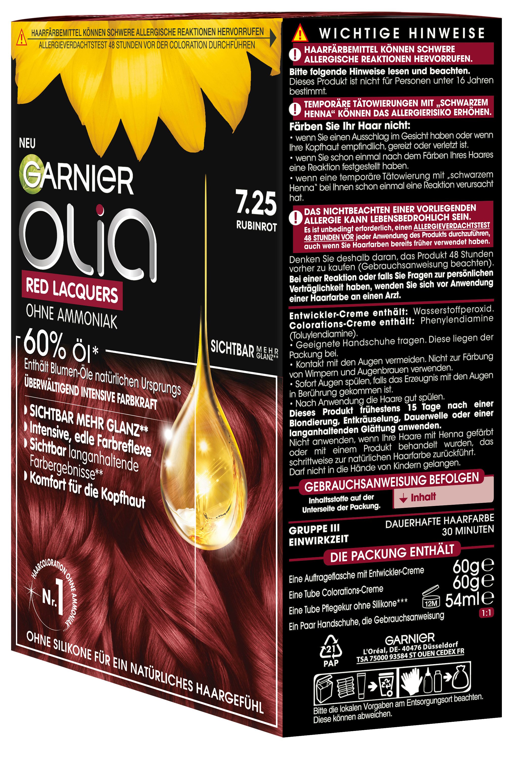 GARNIER Coloration GARNIER OLIA, intensive Farbkraft und geschmeidiges, glänzendes Haar