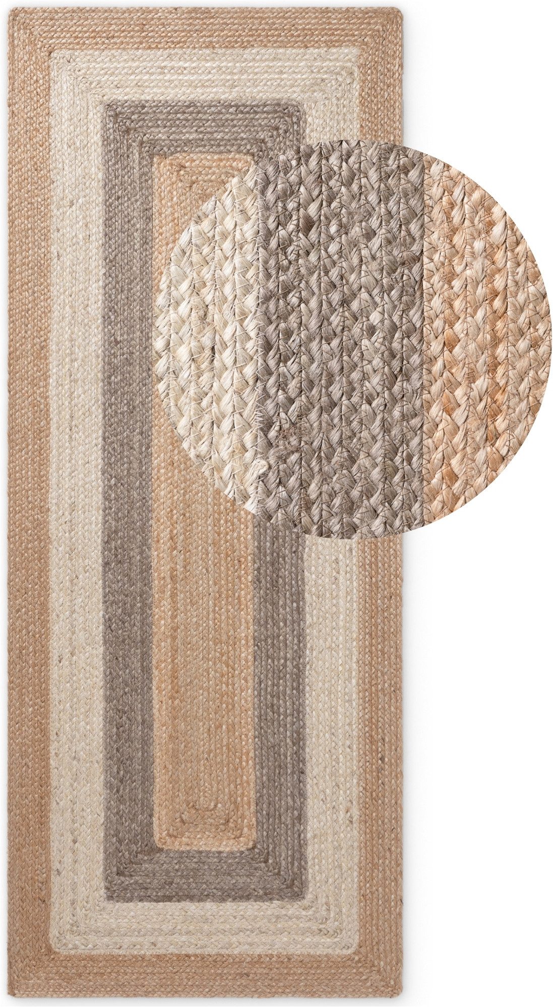 HANSE Home Teppich Juno Fusion Juteteppich, rechteckig, Höhe: 9 mm, Jute, Shape, Handgemacht, Wohnzimmerteppich, Naturteppich, Wohnzimmer – Bild 2 von 5