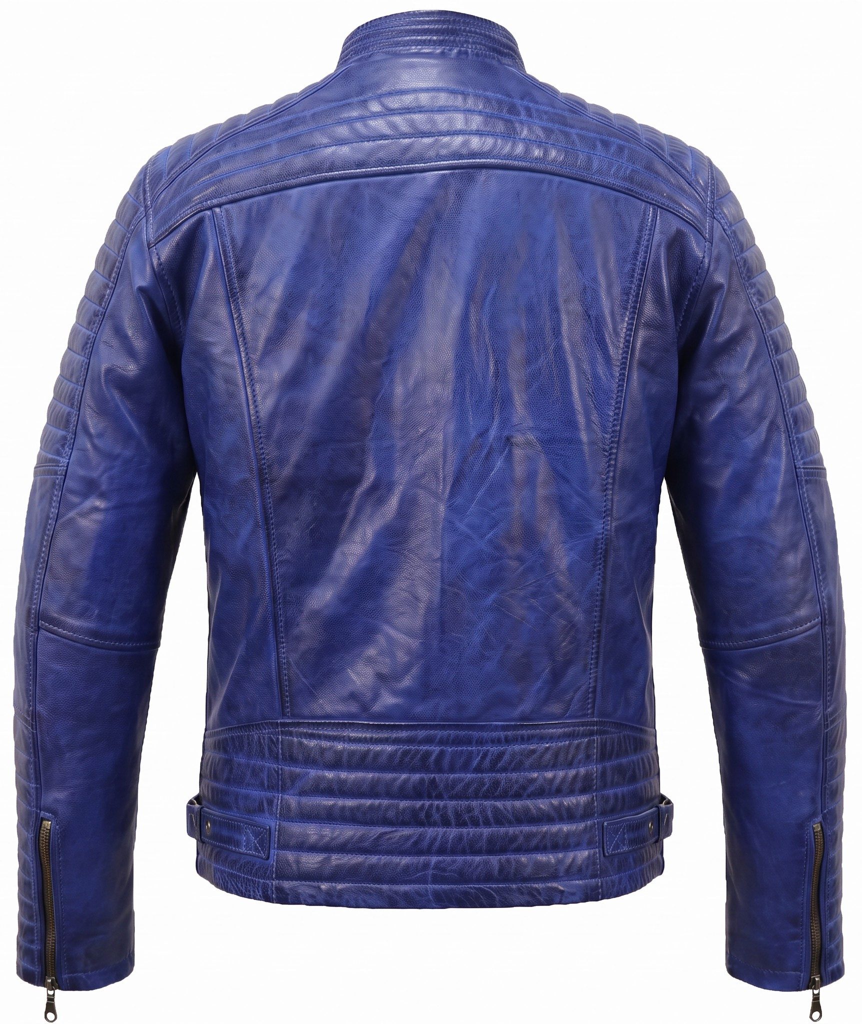 MDM Bikerjacke Herren Lamm Nappa Lederjacke Leichte Sommer Biker Lederjacke – Bild 4 von 5