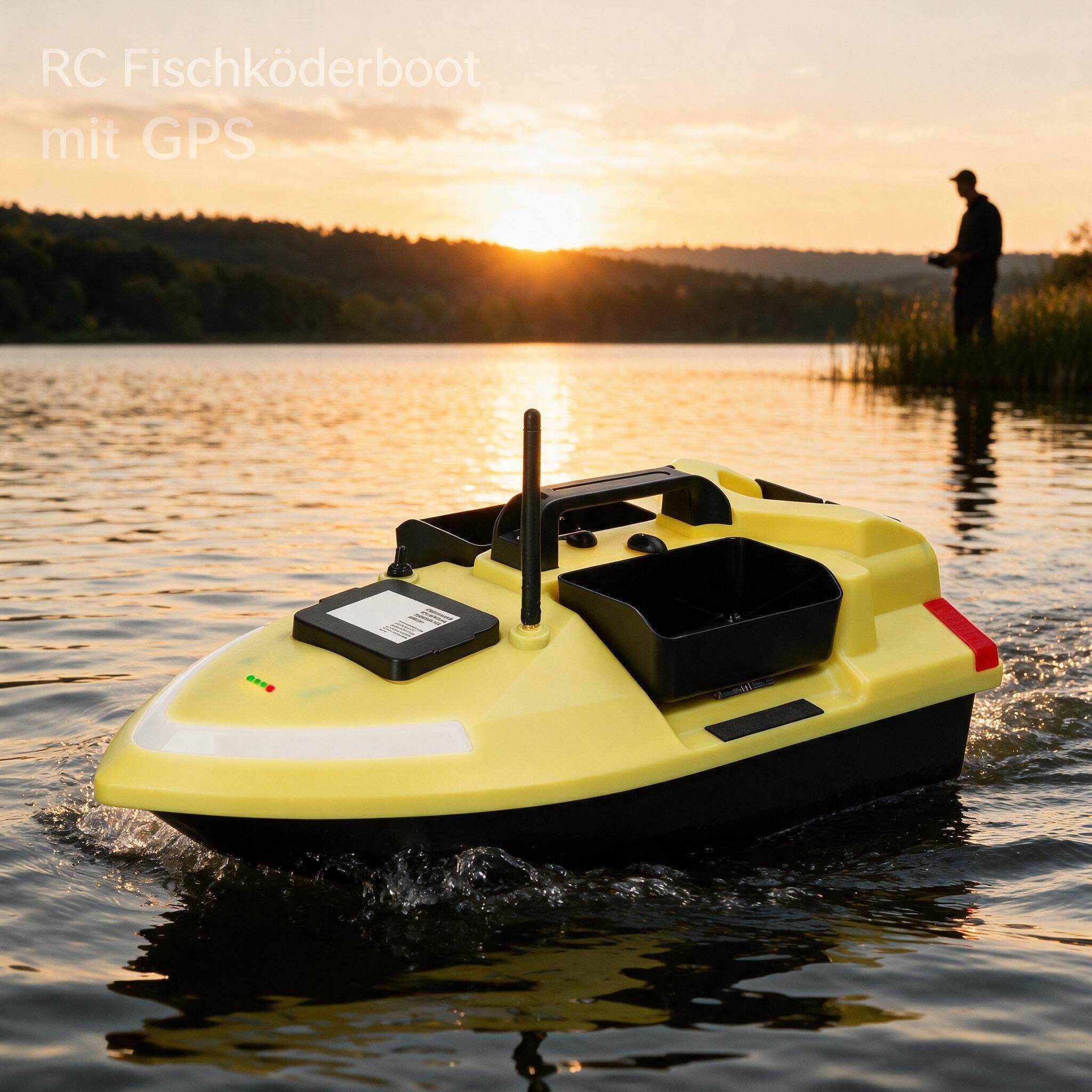GARRYFIZH RC-Boot GPS-gestütztes Futterboot Ferngesteuertes Futterboot (Set, Leistungsstarker Motor Helle LED-Scheinwerfer), Automatische Rückkehr zum Ausgangspunkt Tempomat GPS-Positionierung