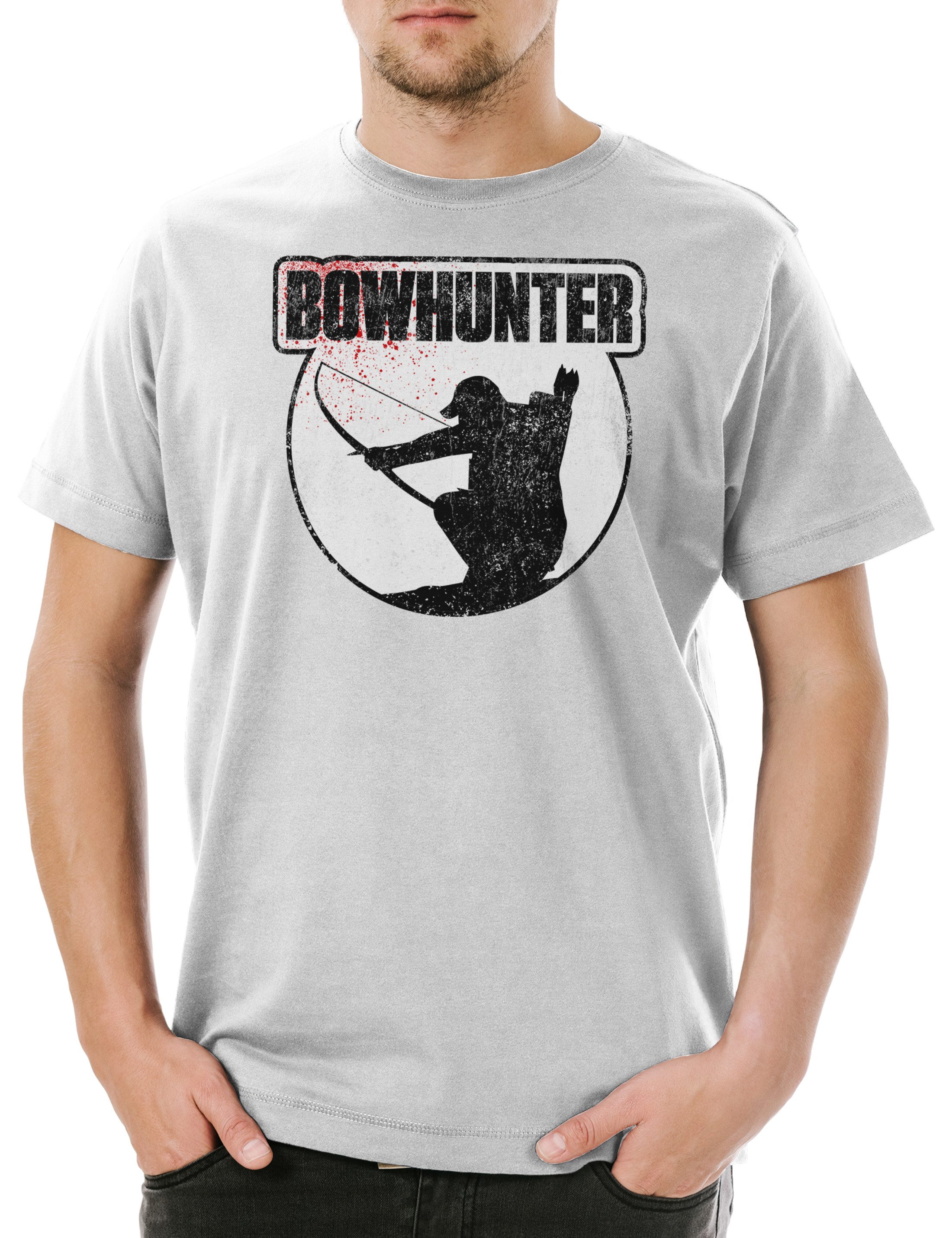 Urban Backwoods Print-Shirt Bowhunter Herren T-Shirt Bogen Pfeil Hirsch Reh Jagd Jäger Bär Geweih (1-tlg) Deer Bear Fun Hunt