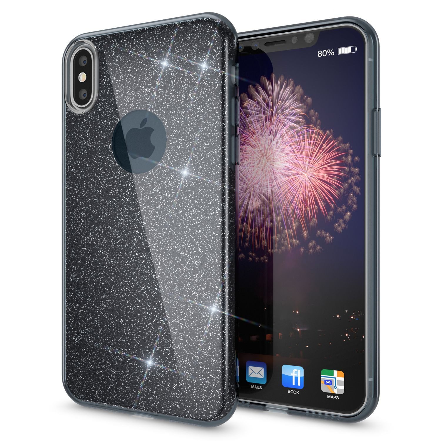 Nalia Smartphone-Hülle Apple iPhone X Apple iPhone XS 14,7 cm (5,8 Zoll), Glitzer Silikon Hülle / Verstärkte Innenseite / Glänzende Schutzhülle