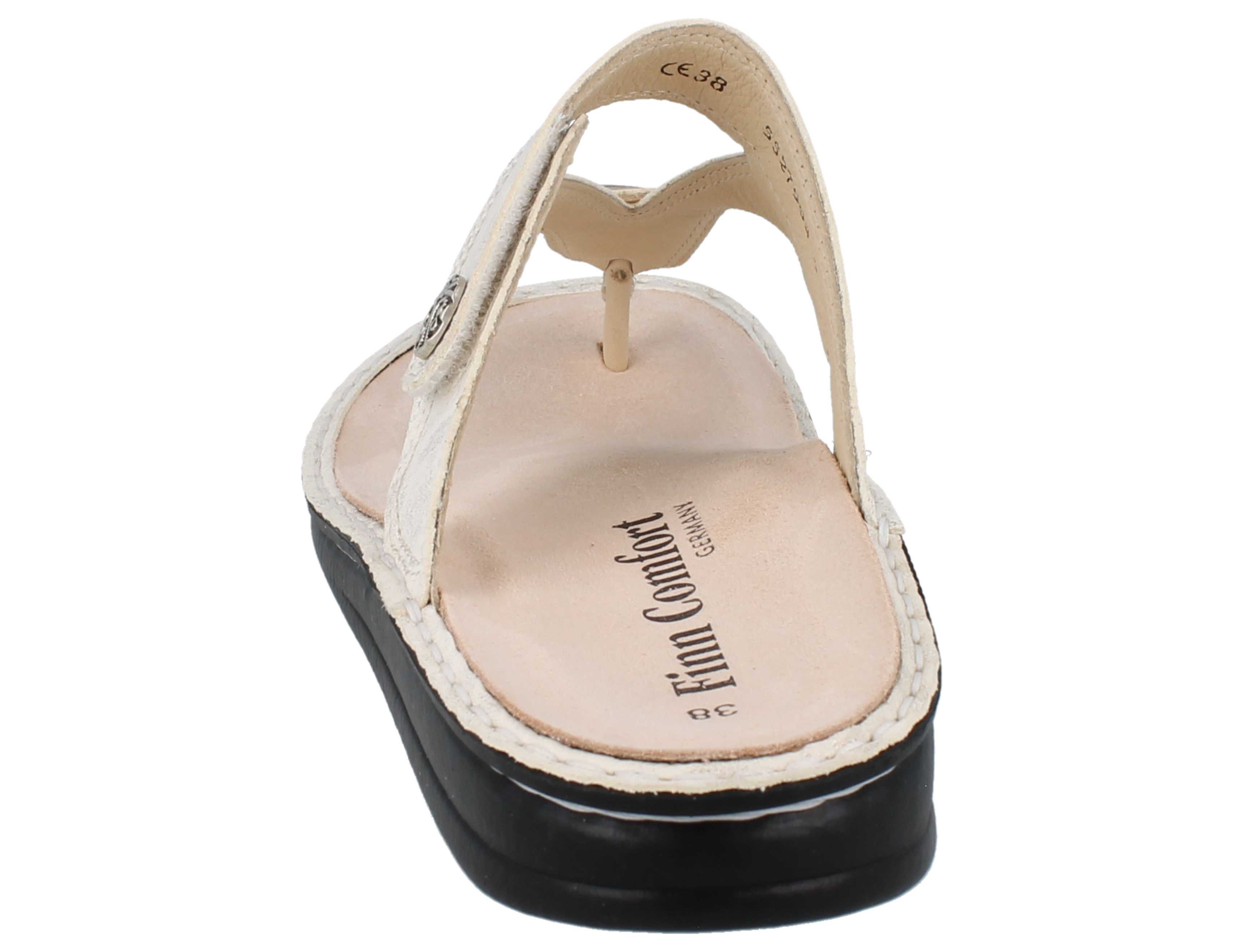 Finn Comfort FINN COMFORT Alexandria Soft Damen Zehenstegpantolette creme Zehentrenner Wechselfußbett