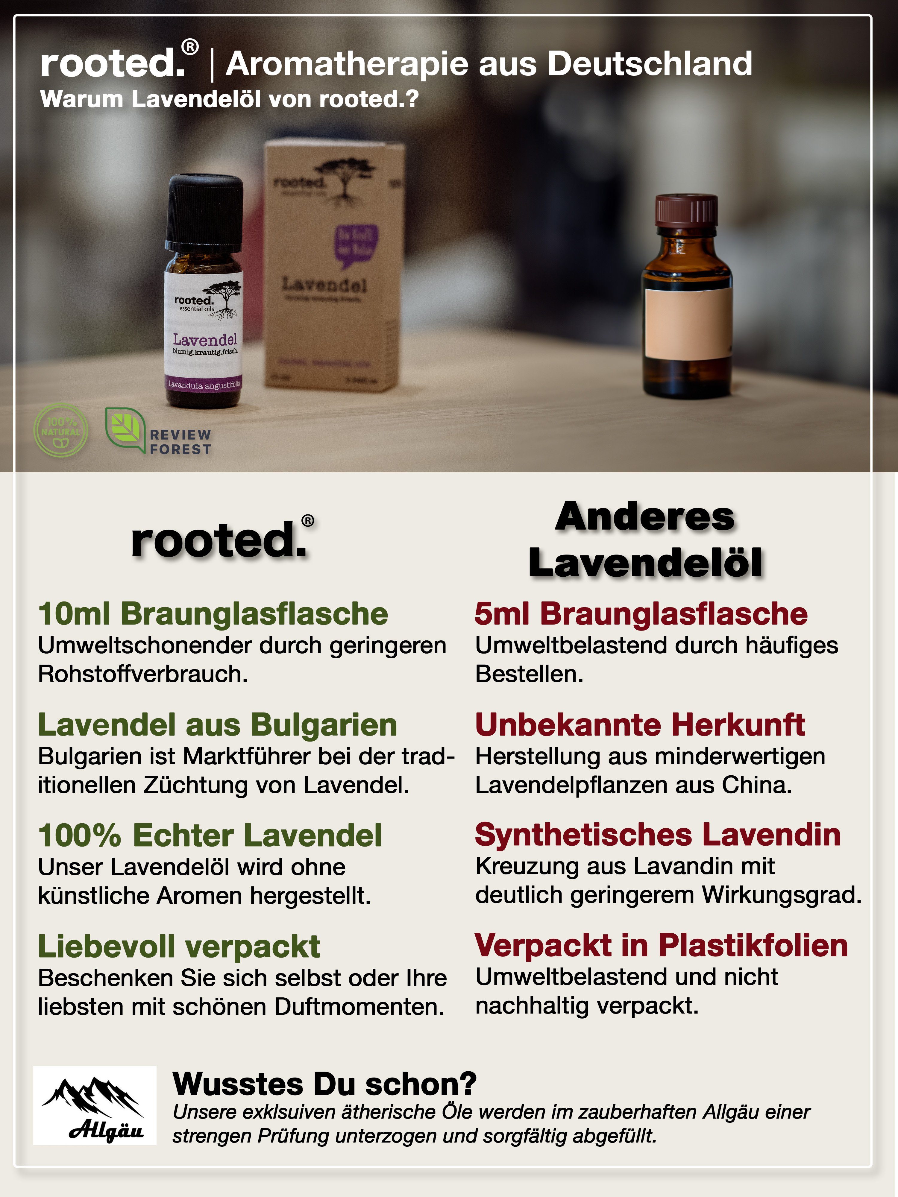 rooted. 10ml ätherisches Lavandula Körperöl rooted.®, angustifolia Lavendelöl,