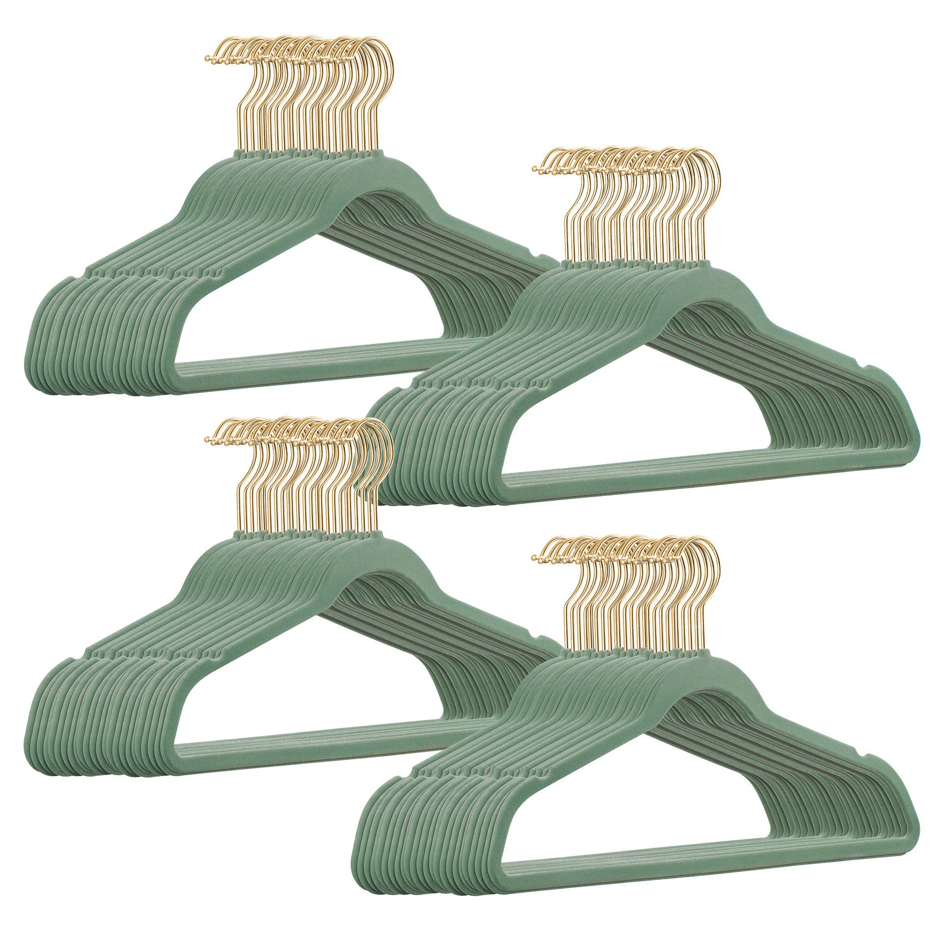 StickandShine Kleiderbügel Samt 100 Stück in verschiedenen Farben mit edlen Goldhaken im Set, (Spar-Set), Designbügel