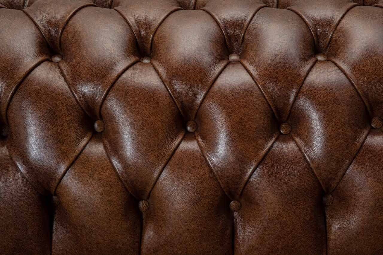 JVmoebel Chesterfield-Sofa Chesterfield Design Sofort, Leder Made Sofa 100% Europa Braun in Luxus Möbel Teile, 4Sitzer 1