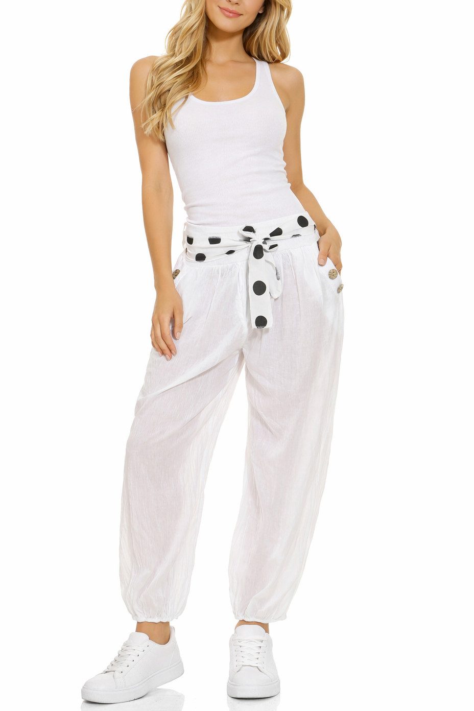 Haremshose Leichte Baumwollhose einfarbige Hose Sommerhose Aladinhose M. 270