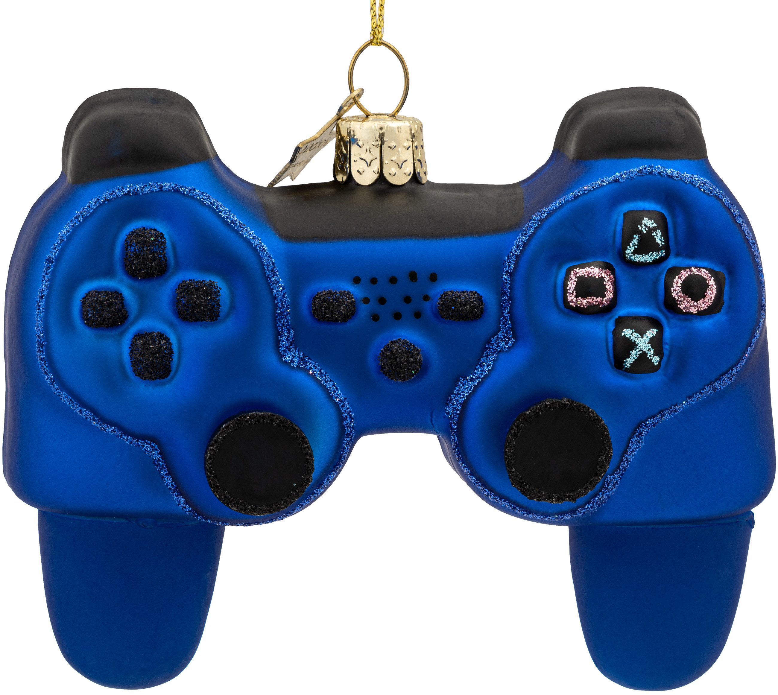 SIKORA Christbaumschmuck Controller blau besondere Weihnachtskugel Glas Anhänger – BS647, Christbaumschmuck Deko - traditionell, witzig & außergewöhnlich