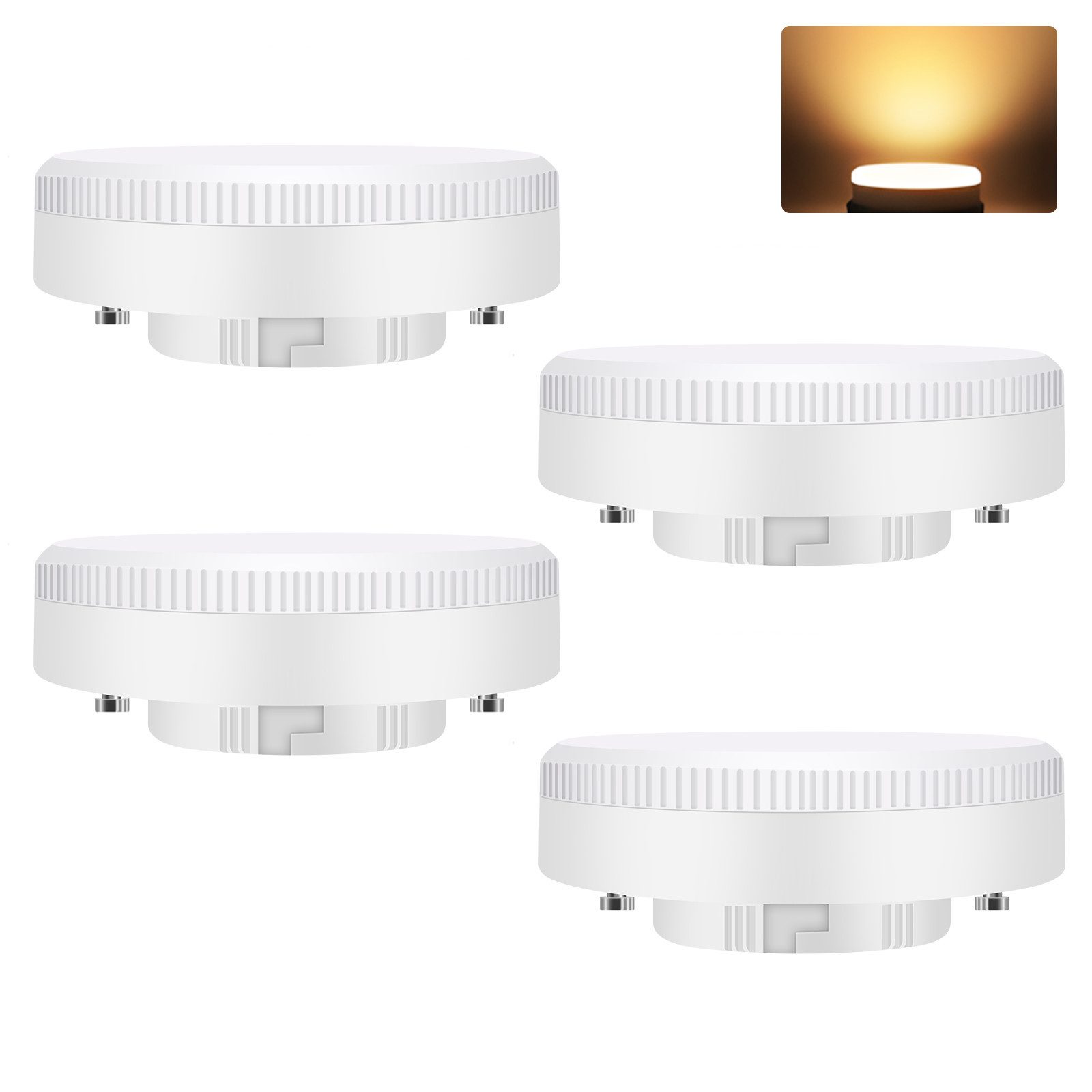 Nettlife LED-Leuchtmittel 2/4/6er Pack GX53 5W Ultra Flach Warmweiß 3000K nicht dimmbar, GX53, 4 St., Extra-Warmweiß, 230V flimmerfrei für Unterbauleuchte (74x25mm)