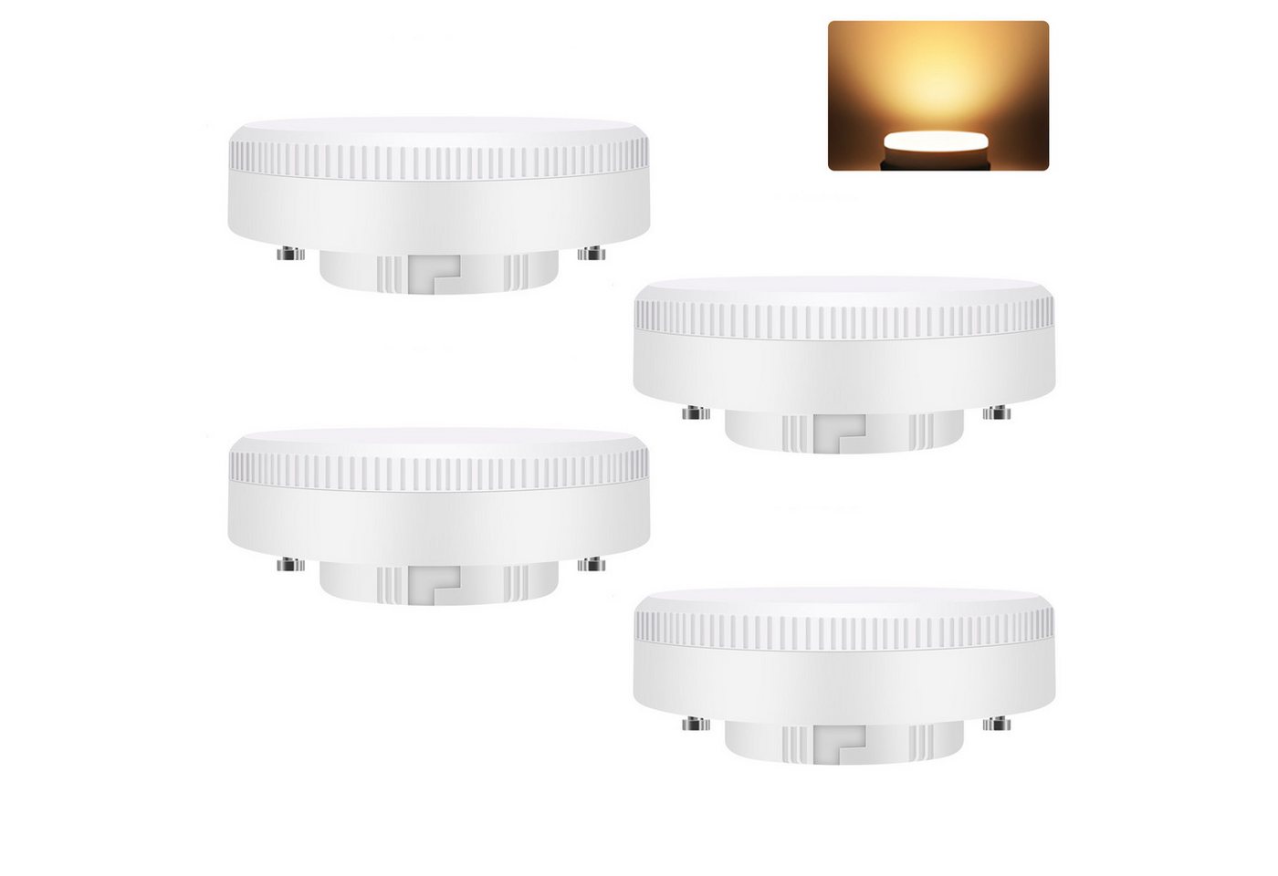 Nettlife LED-Leuchtmittel 2/4/6er Pack GX53 5W Ultra Flach Warmweiß 3000K nicht dimmbar, GX53, 4 St., Extra-Warmweiß, 230V flimmerfrei für Unterbauleuchte (74x25mm)