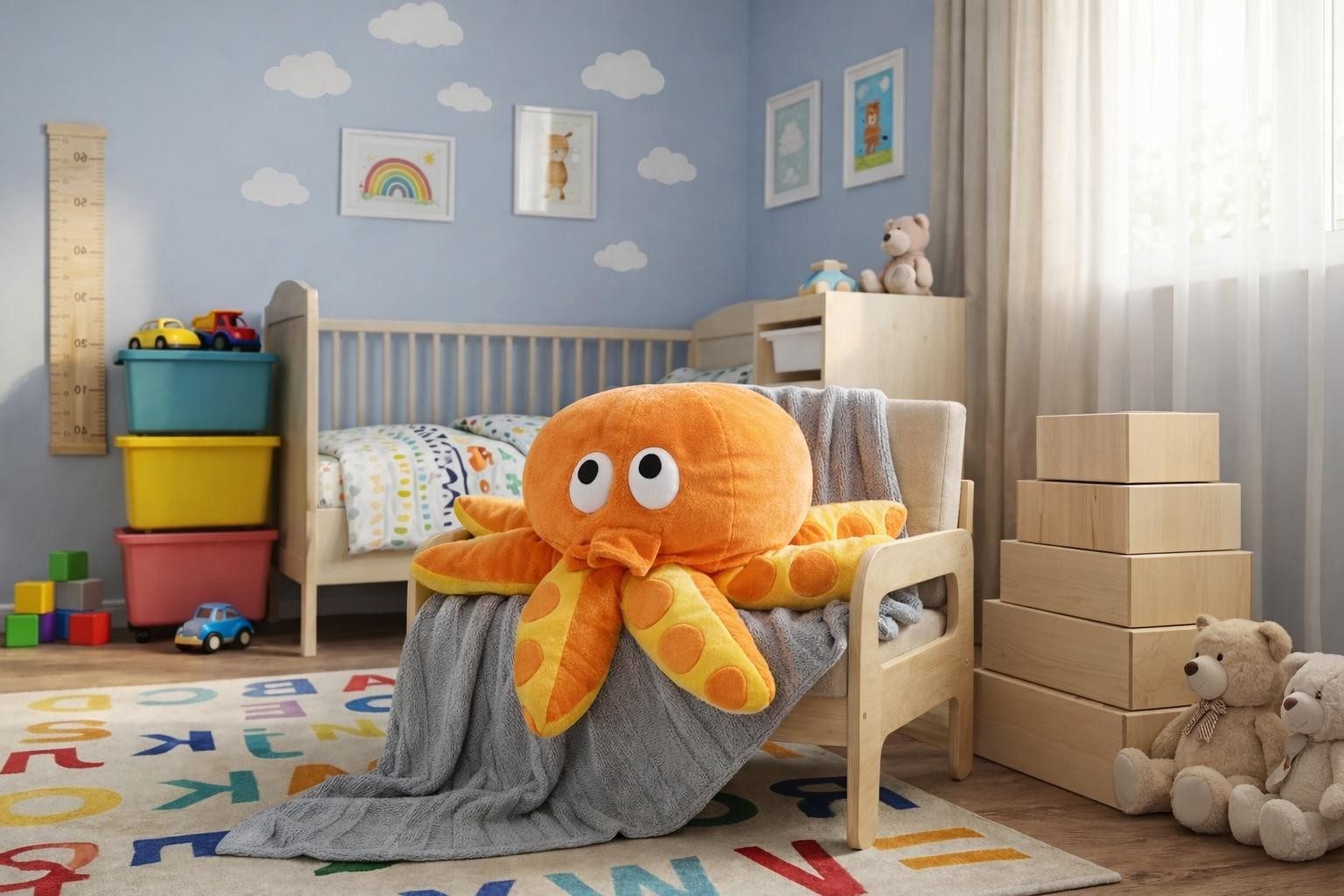 Xlmoebel Dekokissen Rundes Kuschelkissen für Kinder in Orange mit weicher Füllung, Made in Europa