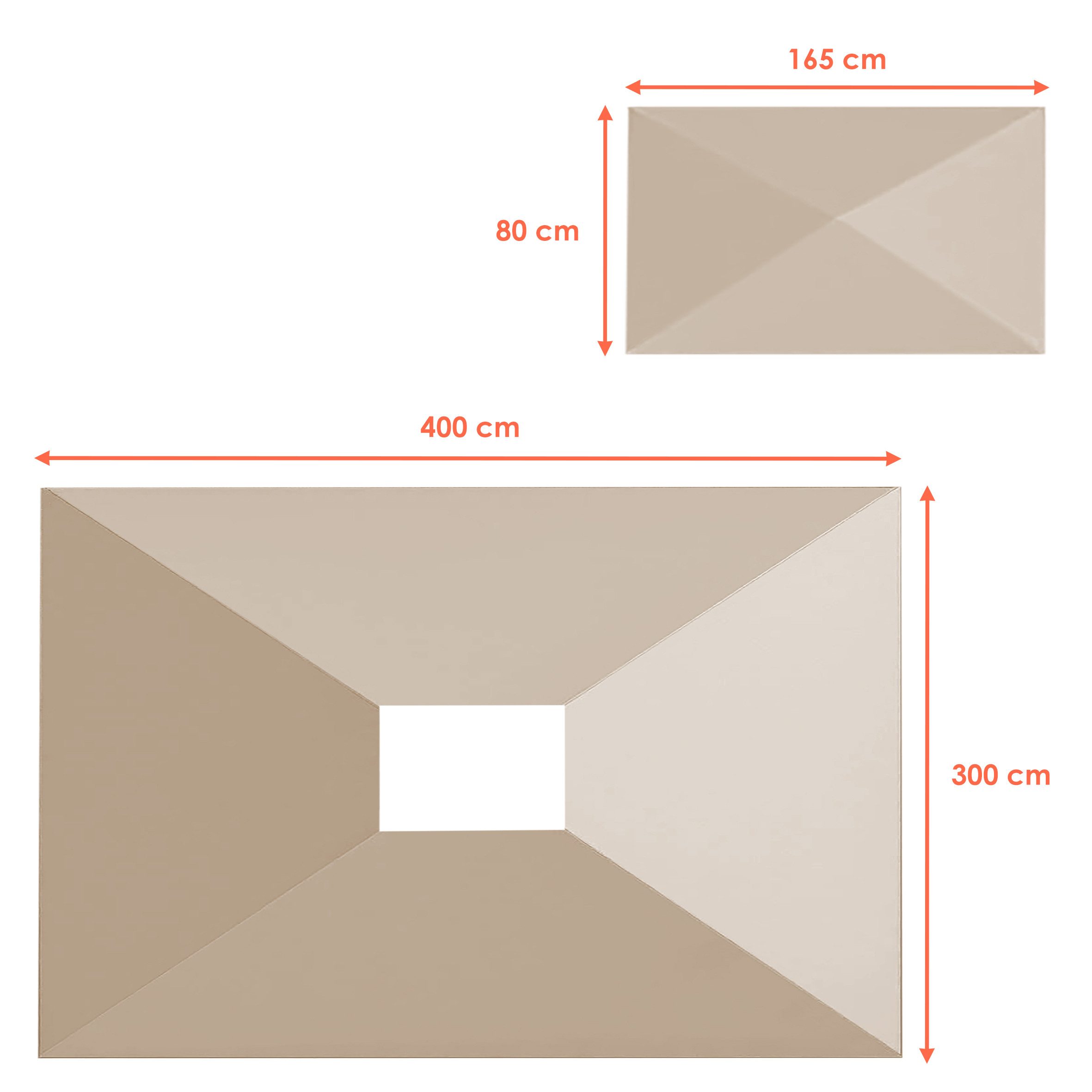 Spetebo Pavillon-Ersatzdach Pavillon Ersatzdach Cape Town 4 x 3 m - beige, 270 g/m², (Stück, Ersatzdach), Garten Pavillondach mit Kaminabzug