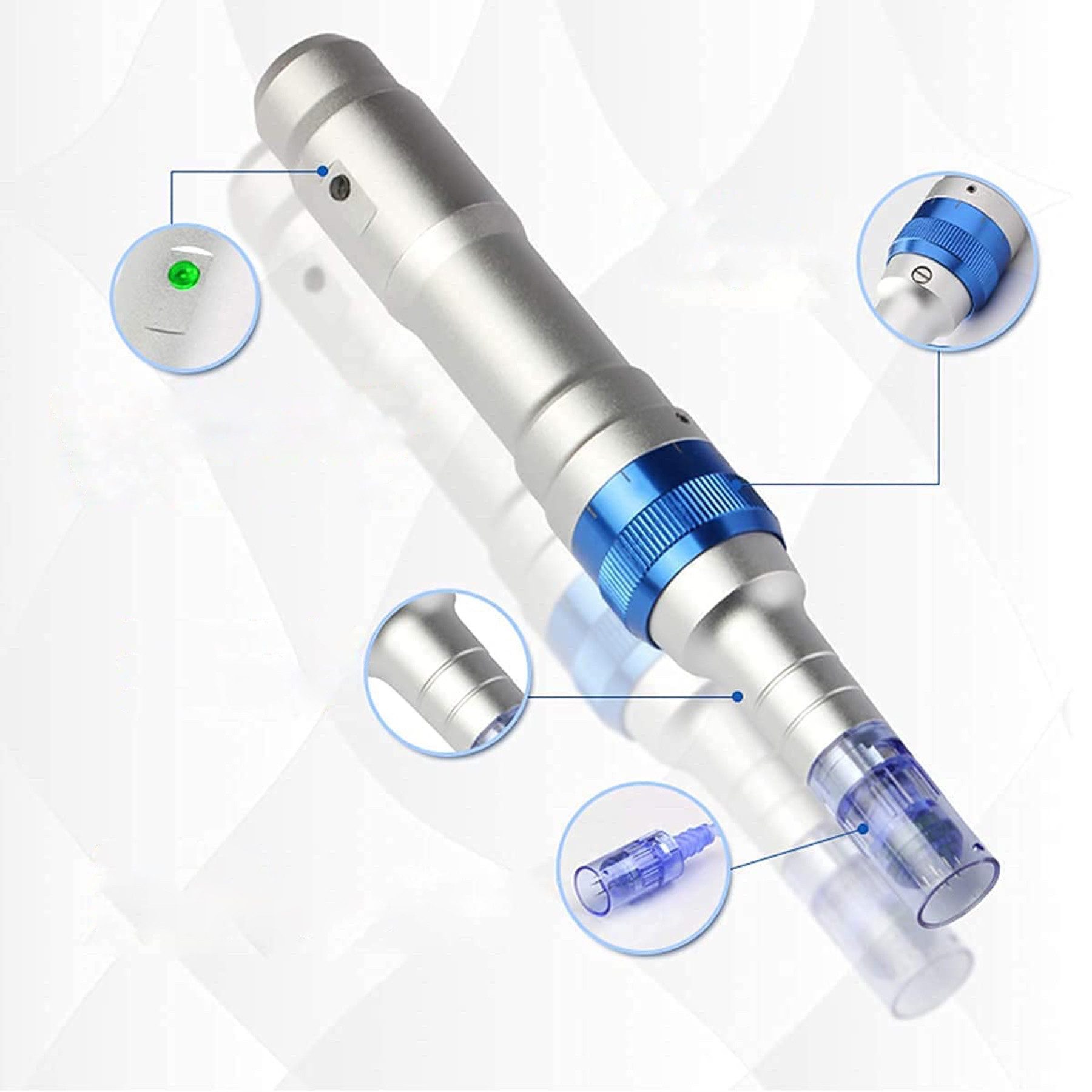 P-Beauty Cosmetic Accessories Dermaroller Derma Pen Microneedling A6 Gerät inkl. 2 Nadeln – Bild 4 von 5