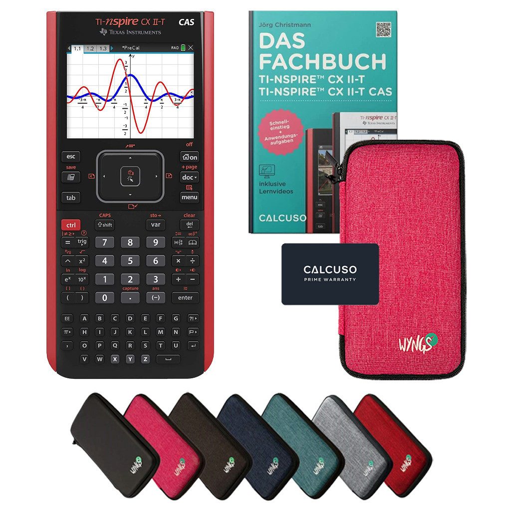 Texas Instruments Taschenrechner TI-Nspire CX II-T CAS inkl. Schutztasche Pink & Fachbuch (160 S)