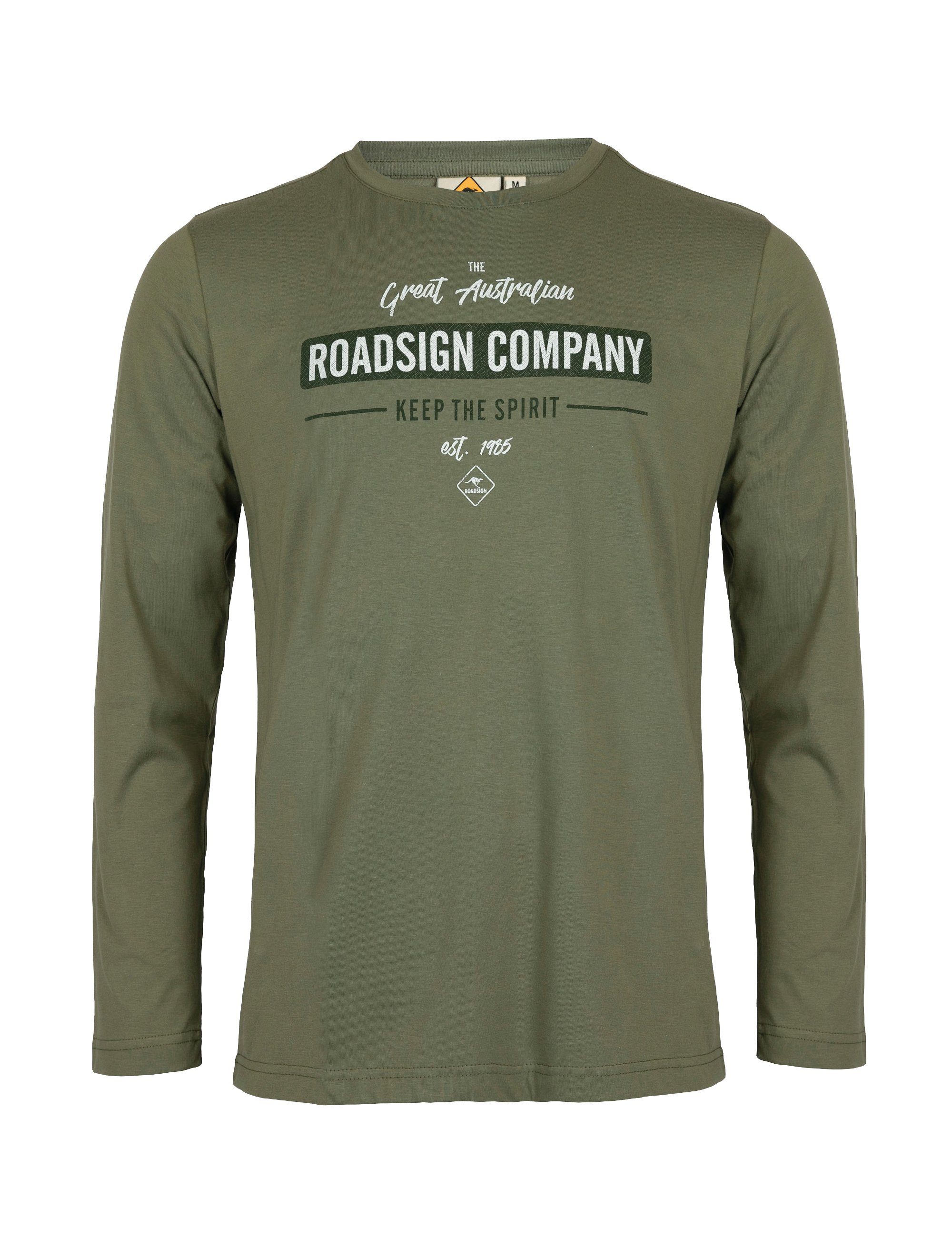 ROADSIGN australia Company Aufdruck Langarmshirt mit RS Oliv (1, 1-tlg)
