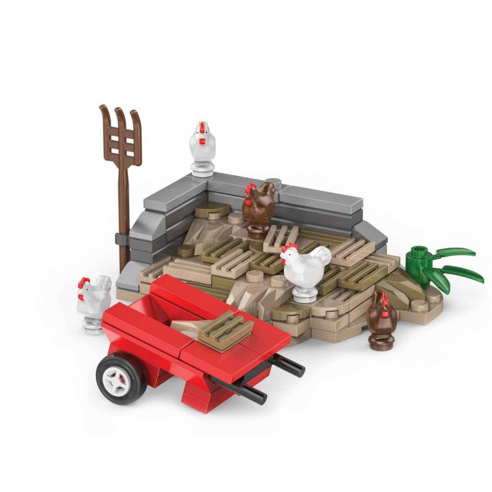 Kiddicraft Spiel, Brickfarm - Misthaufen mit Hühnern - deutsch