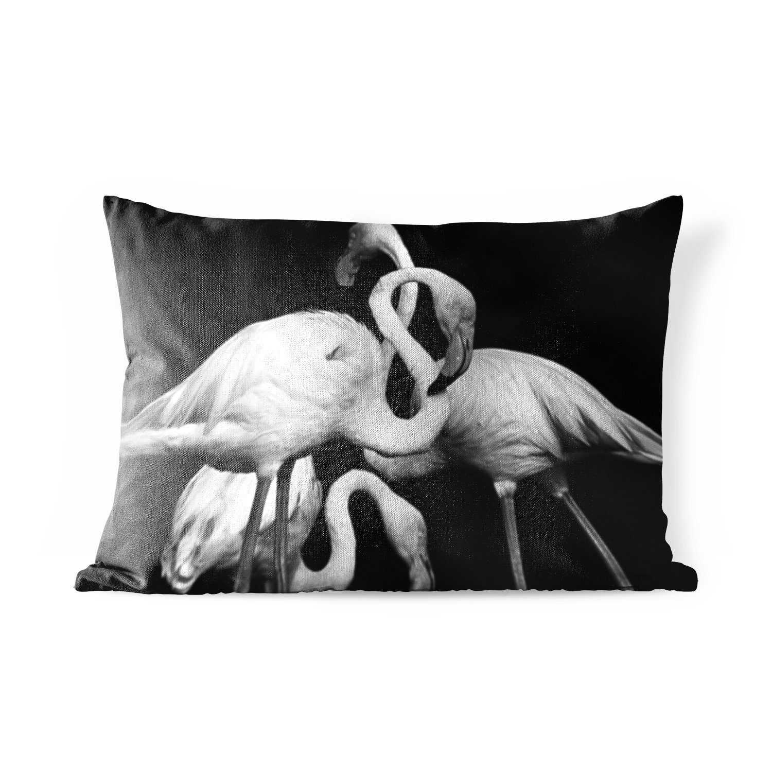 MuchoWow Dekokissen Flamingos in Schwarz und Polyester, Outdoor-Dekorationskissen, Dekokissenbezug, Kissenhülle Weiß