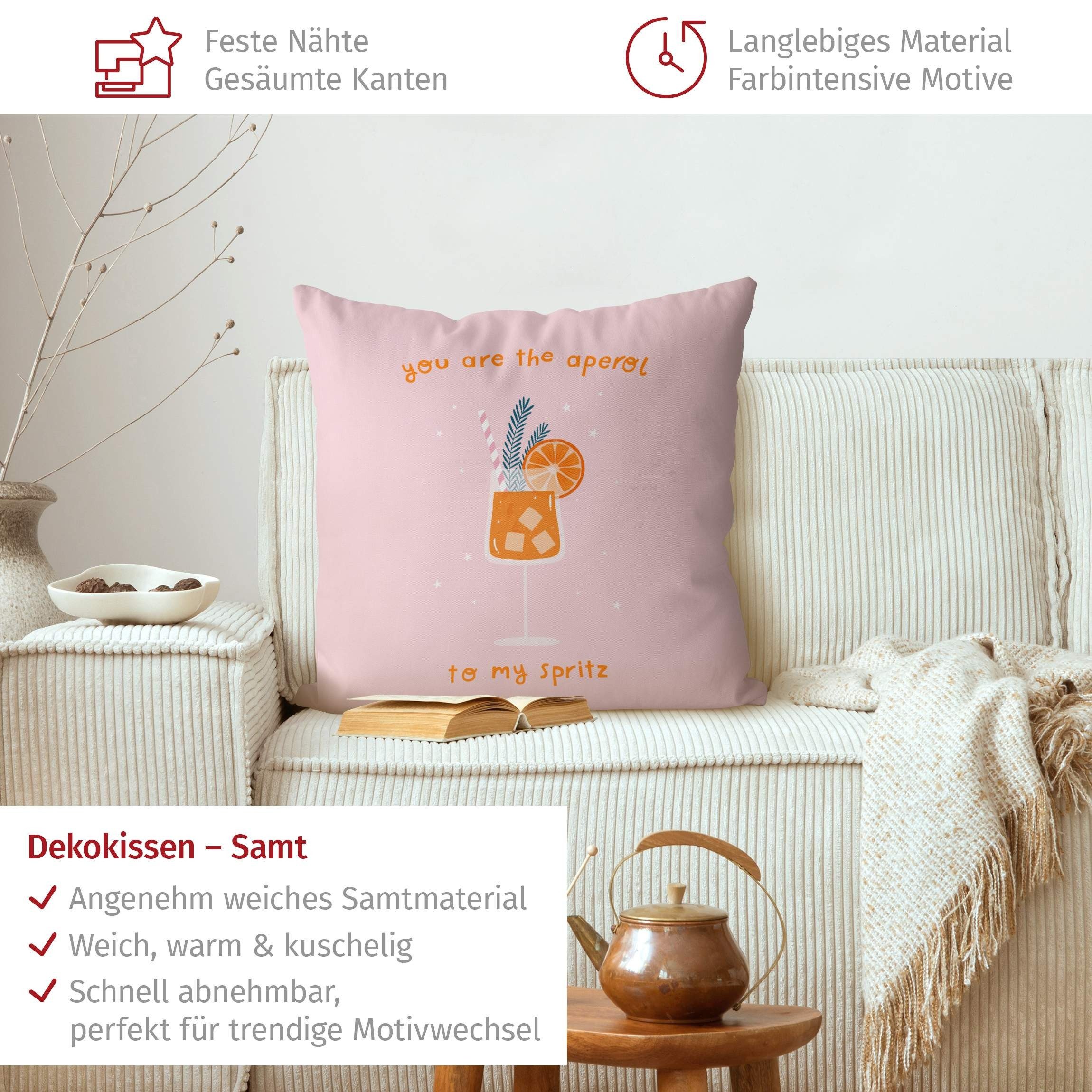 Bilderdepot24 Dekokissen drinnen Kissenhülle/ Sofakissen/ Zierkissen Kissenhülle rosa Kulinaris, Bezug mit / ohne Füllung Zierkissen Outdoor Sofa Bett