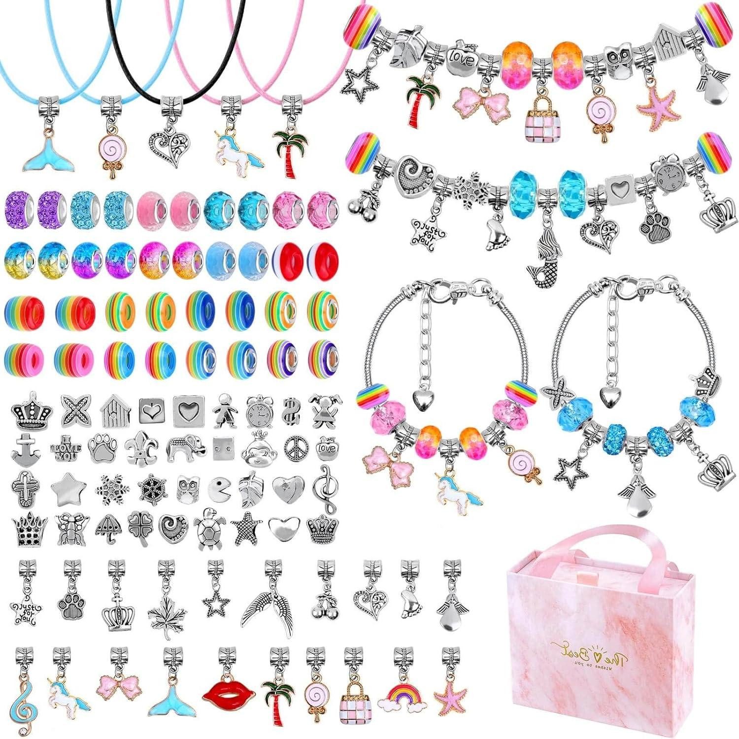 Ketten und Armband Set 102-teiliges Schmuckbastelset für Mädchen Armband DIY Kit Kinder