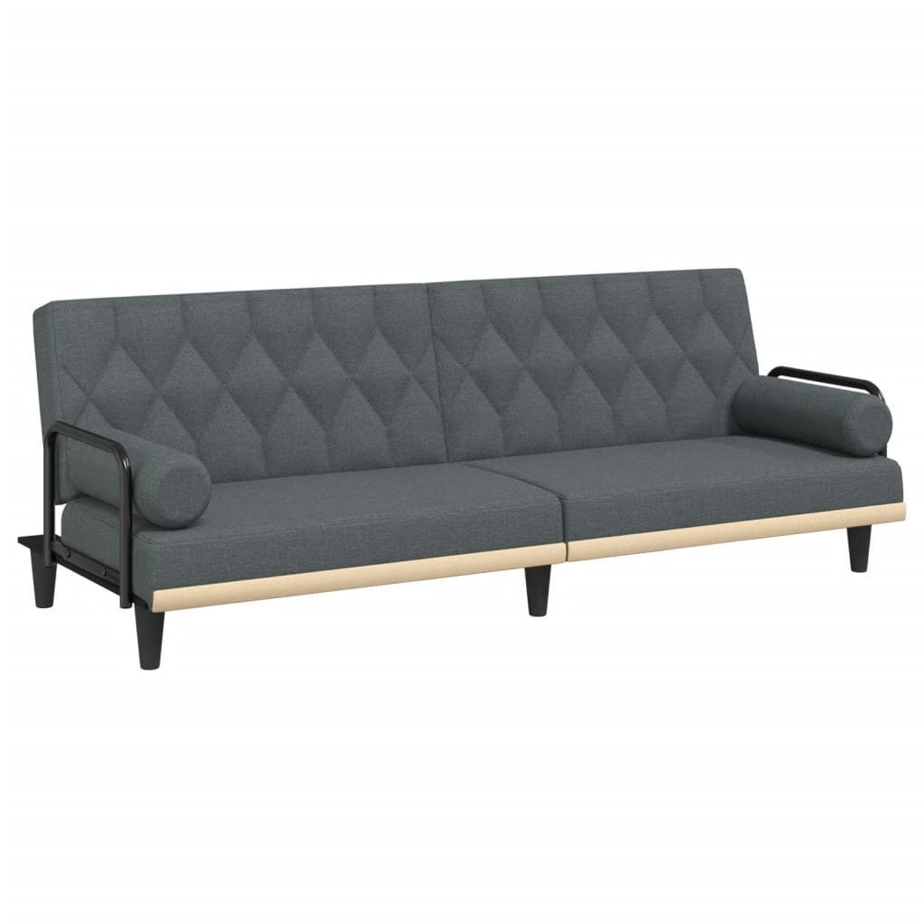 vidaXL Armlehnen Schlafcouch Gäste Dunkelgrau Sofa mit Couch Stoff Schlafsofa Sofa