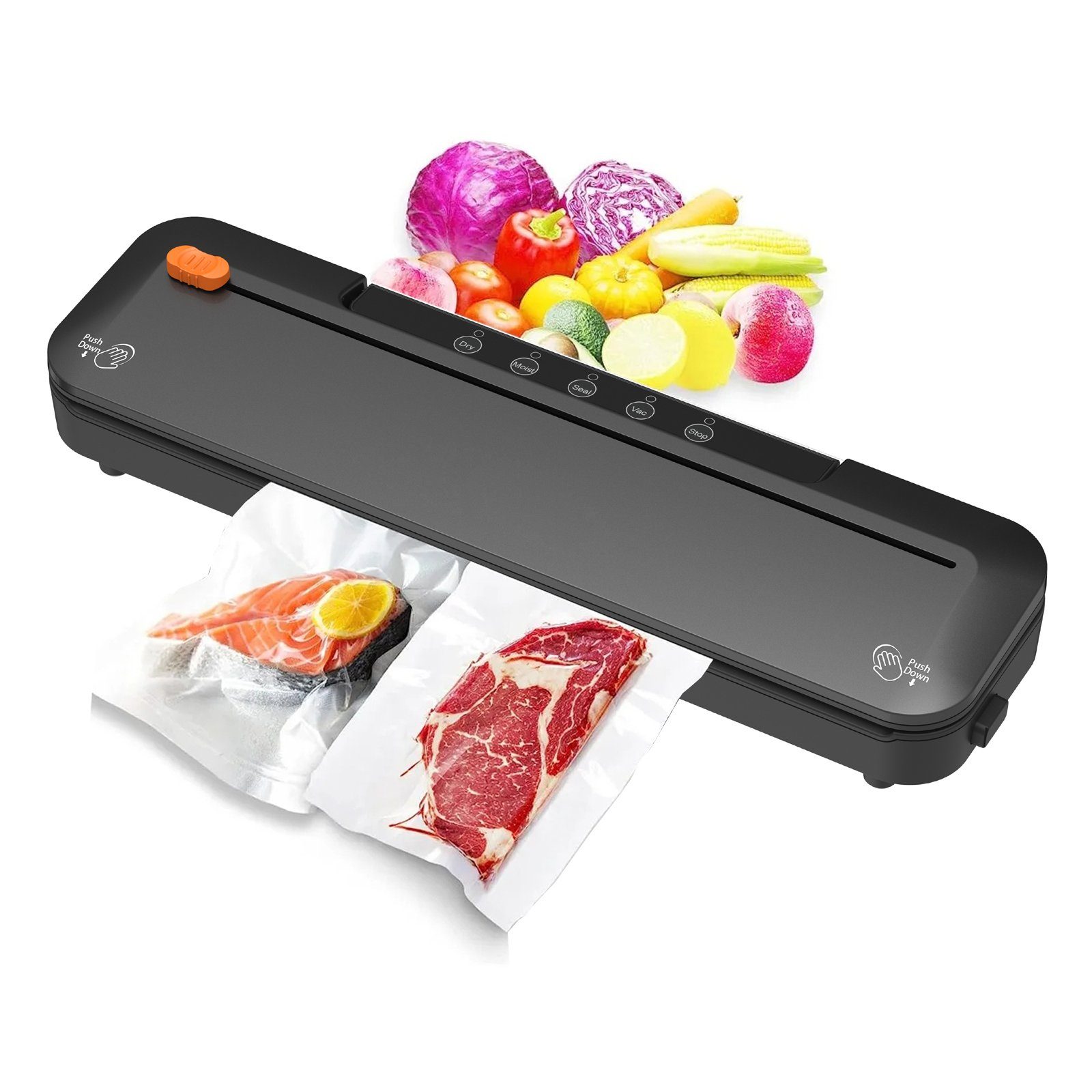 Bolwins Vakuumierer A30D Vakuumiergerät Vakuumierer Folienschweißgerät + Schlauch + Beutel, Rollenbreite 31 cm, 100W, Einfache Bedienung: Ein-Knopf-Steuerung, leicht zu reinigen, startklar
