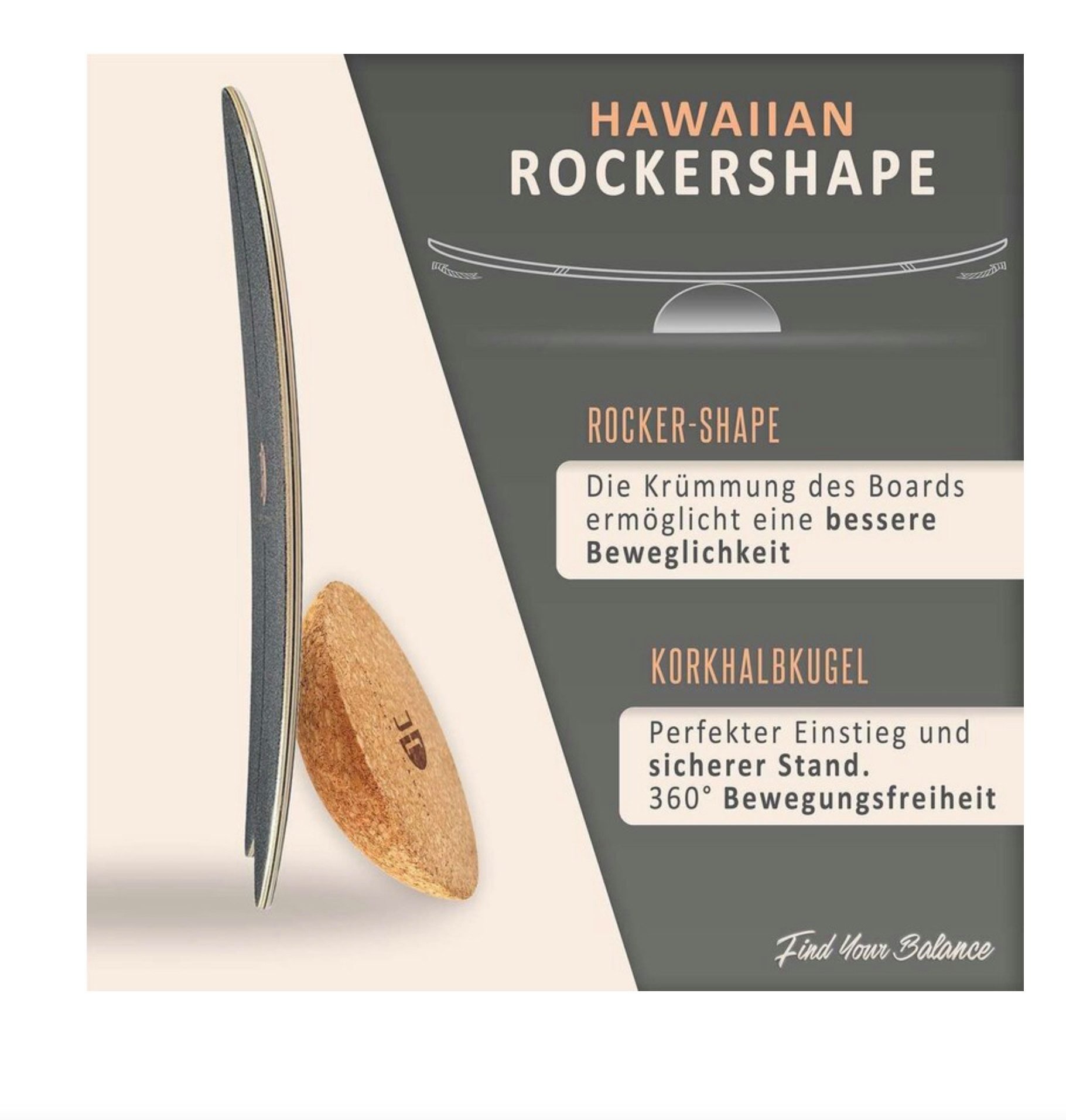 JUCKER HAWAII Balanceboard Jucker Hawaii Balanceboard Ocean Rocker Bamboo