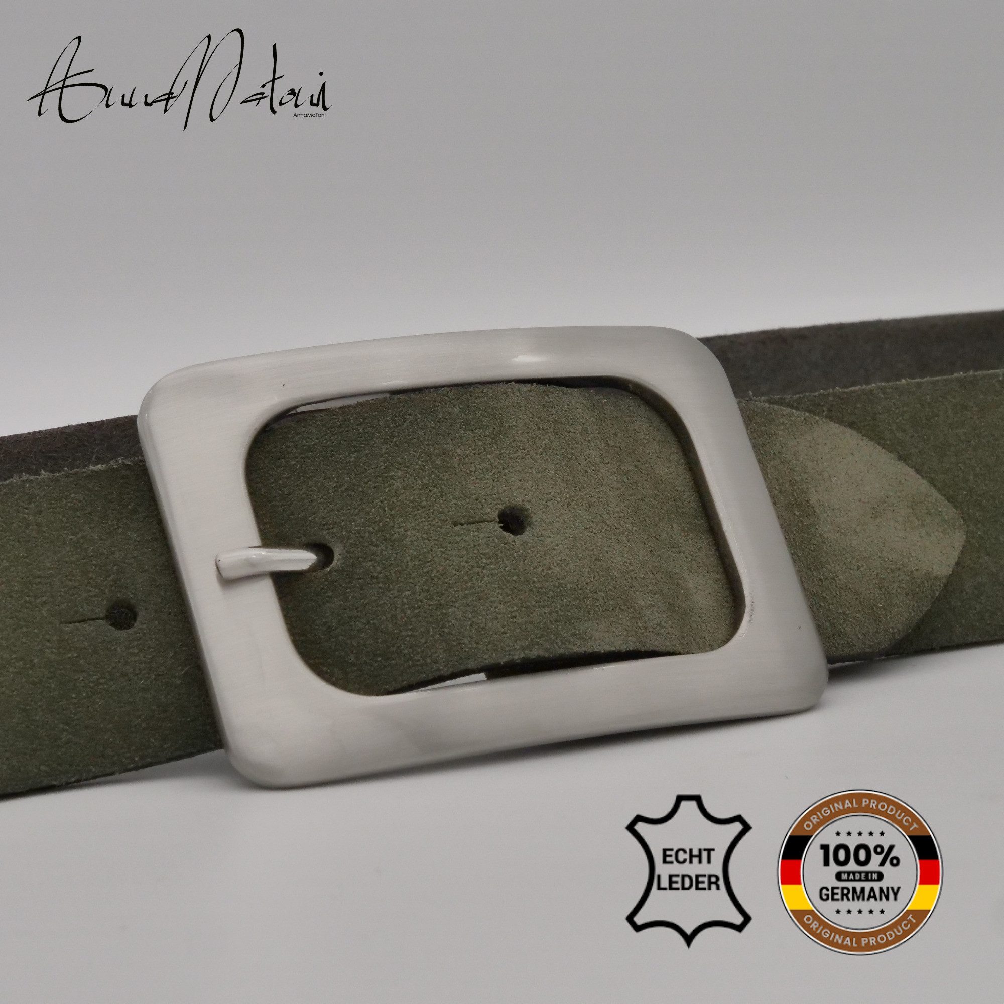 AnnaMatoni Ledergürtel AnnaMatoni Damen Ledergürtel in hochwertigem Velour Leder 4cm