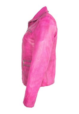 Lolus Lederjacke Clara shocking pink Klassisch elegante Damen Lederjacke aus weichem Lammnappa Leder
