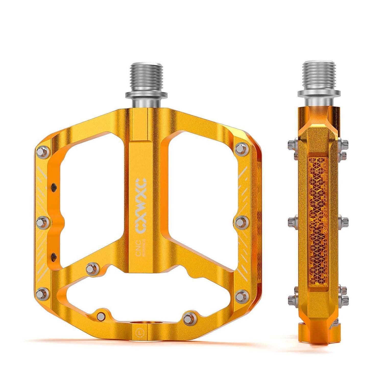 LuxusKollektion Plattformpedale Fahrradpedale Alu MTB Gold Reflektoren