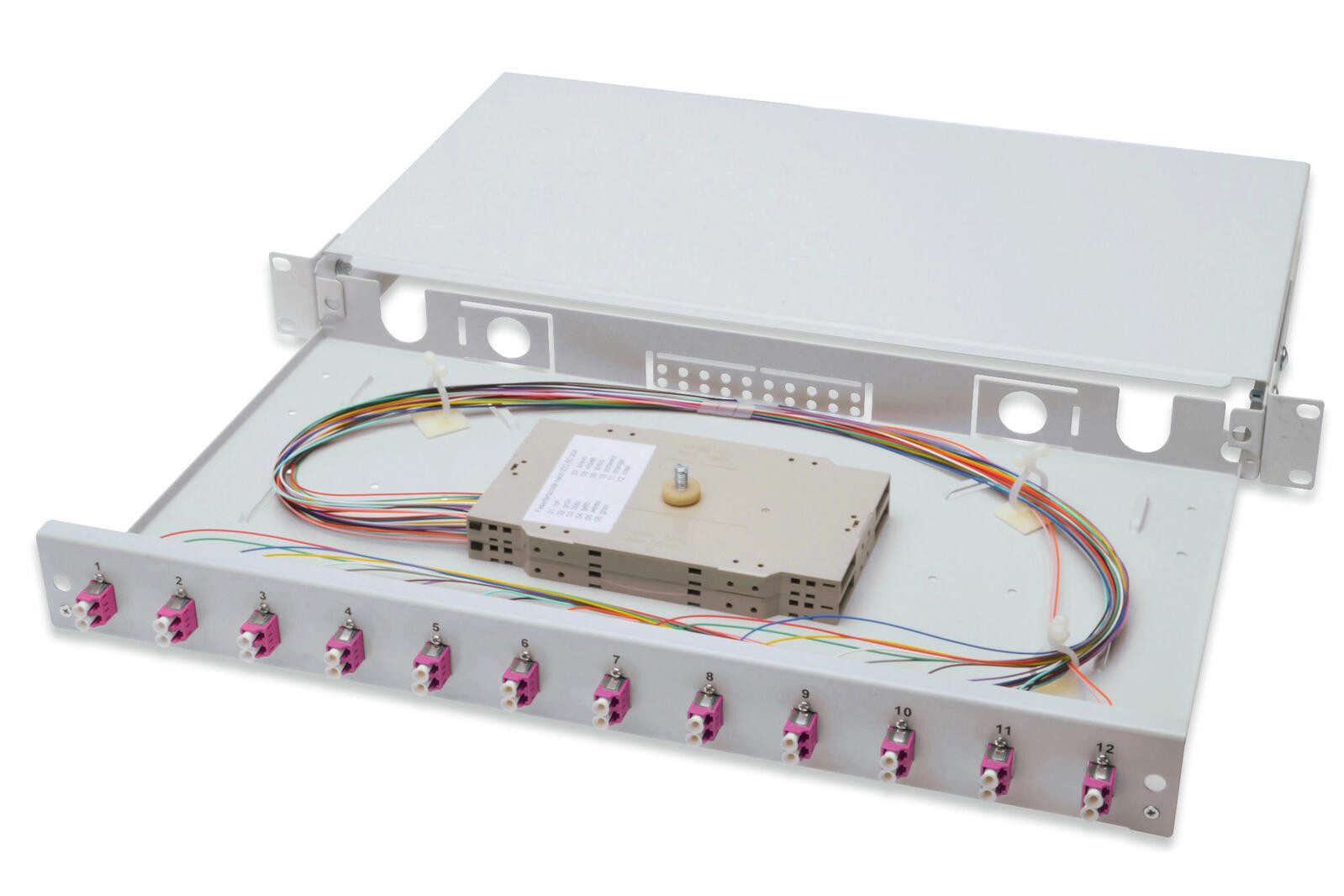 Digitus LWL Spleißbox, 1HE, bestückt, 12x LC DX, OM4 Netzwerk-Switch