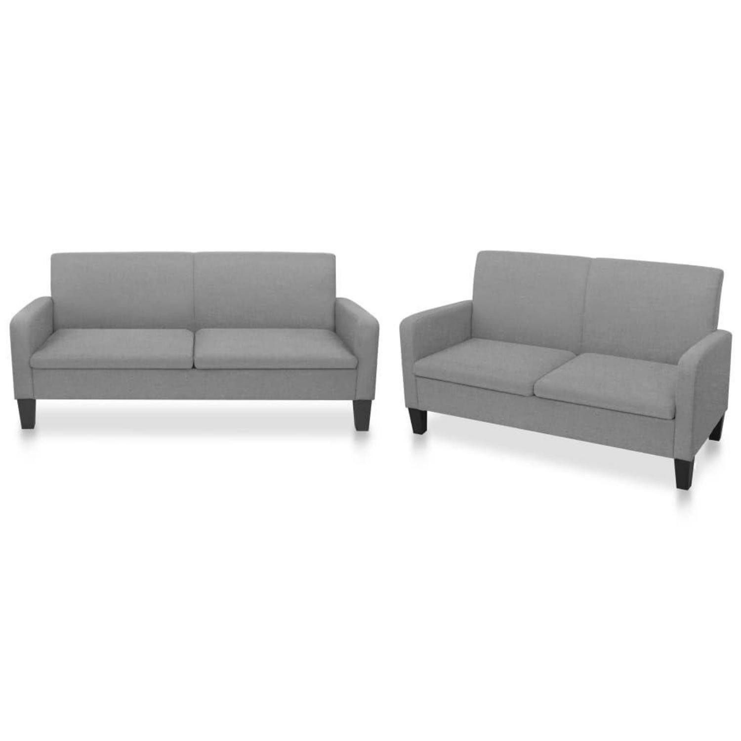 LuxusKollektion Sofa Sofagarnitur 2tlg Stoff Wurfkissen 180+135 x 65 x 76 cm Hellgrau