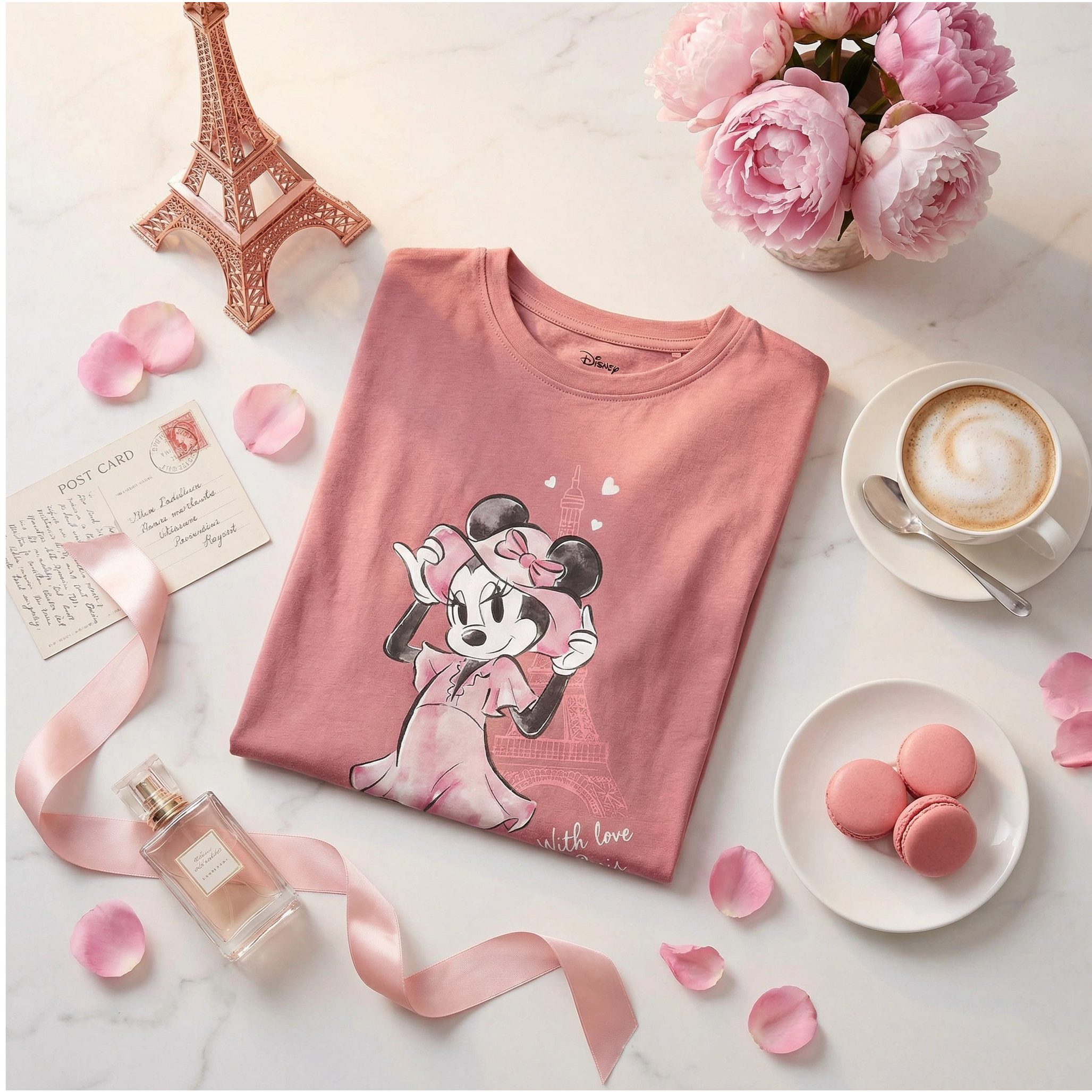 Disney Pyjamaoberteil Disney Minnie Maus Damen kurzarm Schlafshirt S-XL 100% Baumwolle