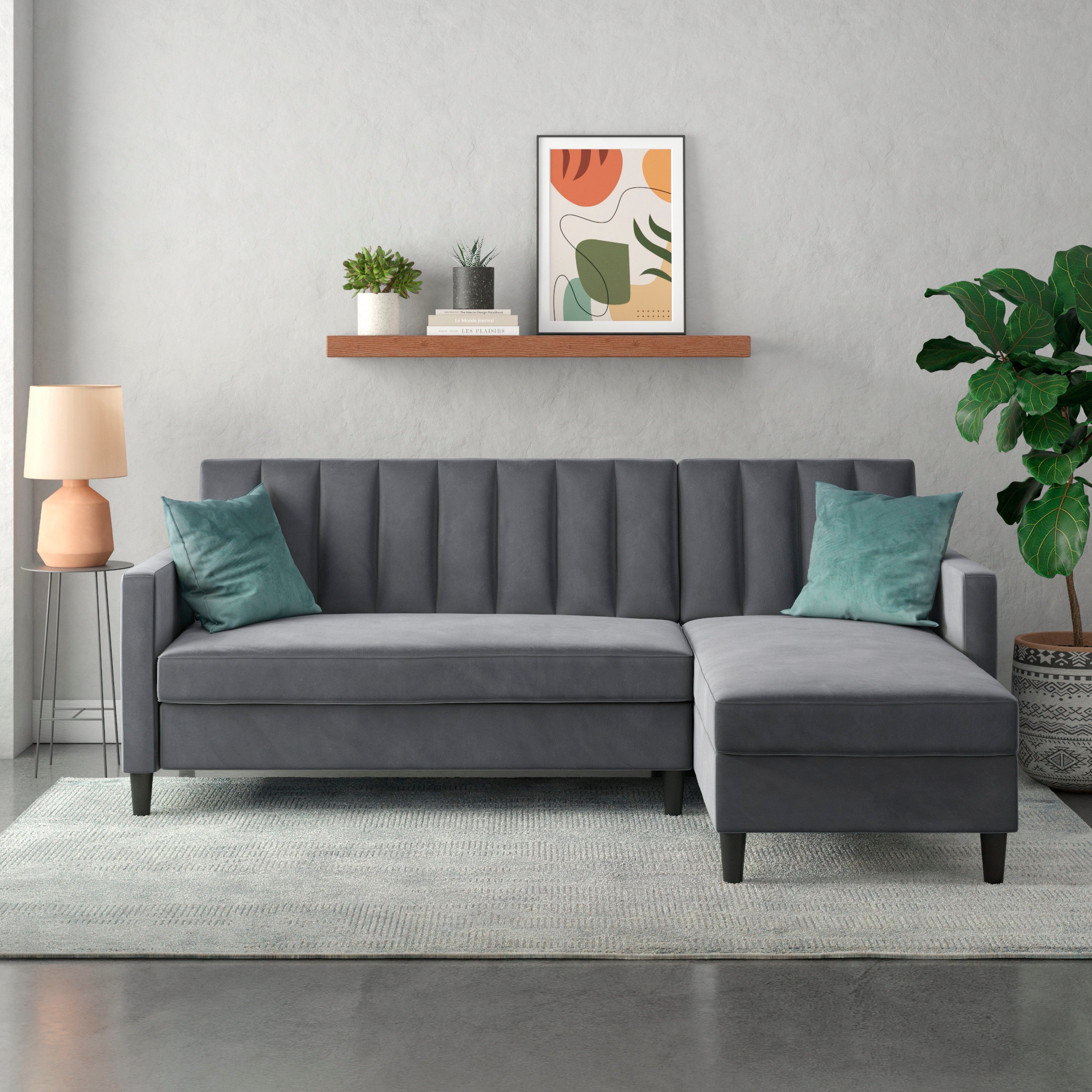 Dorel Home Ecksofa Celine, mit Bett-Funktion und Stauraum. Recamiere beidseitig montierbar