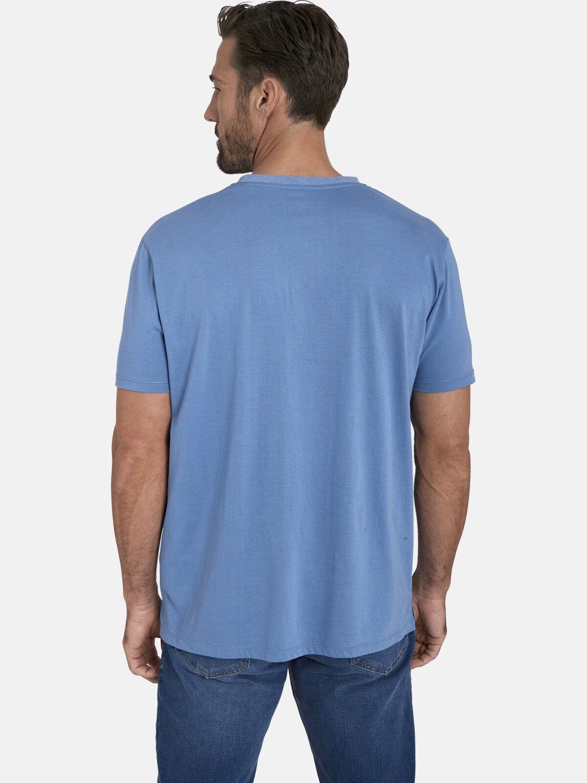 Baumwollshirt REIDAR blau mit Vanderstorm T-Shirt Jan Knopfleiste