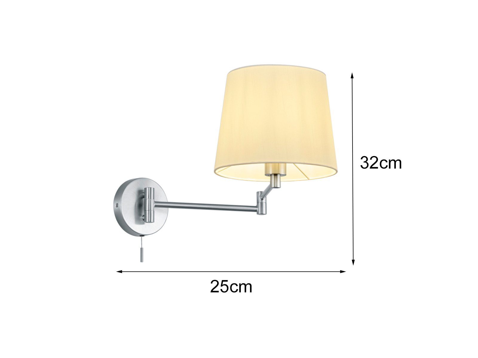 TRIO Leuchten LED Wandleuchte, Lesearm, LED wechselbar, Warmweiß, schwenkbare Leselampe Wand mit Gelenk-arm & Zug-schalter, Höhe 32cm