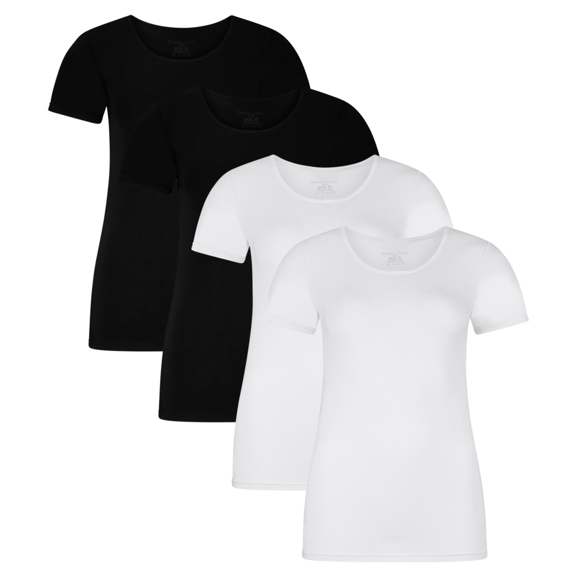 Bamboo basics Unterhemd Damen T-Shirt 4er Pack Viskose KATE (Packung, 4er Pack)