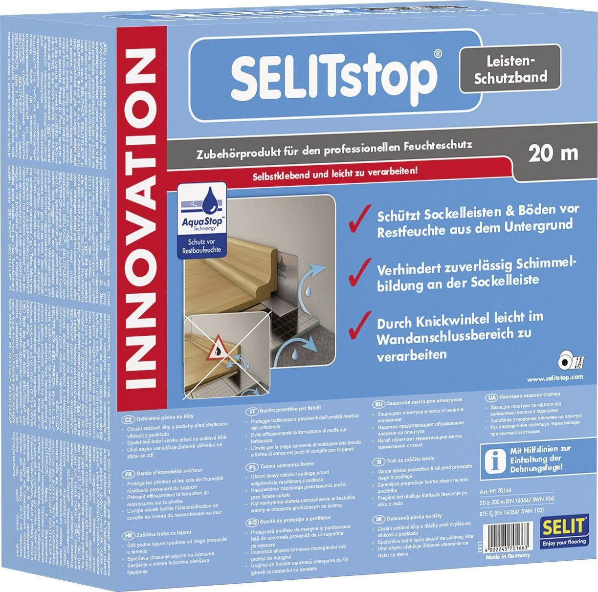 Selit Trittschalldämmplatte Selitstop Leisten-Schutzband 7,5 cm x 20 m Stärke