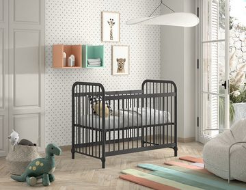 möbelando Babybett BRONXX, aus Metall in Schwarz matt. Abmessungen (BxHxT) 130,7x102,2x71 cm