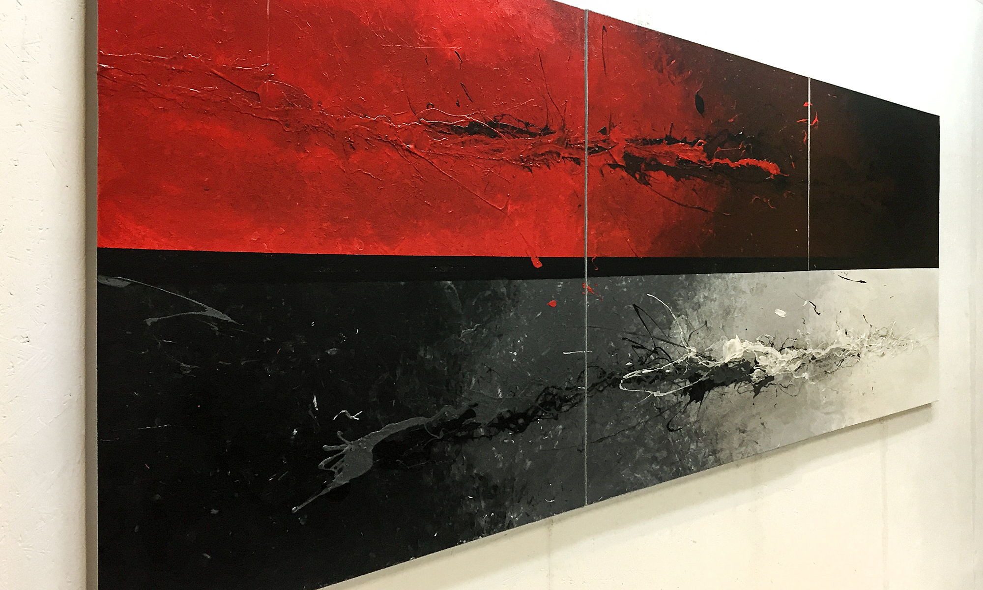 WandbilderXXL XXL-Wandbild Fire And Snow 240 x 90 cm, Abstraktes Gemälde, handgemaltes Unikat